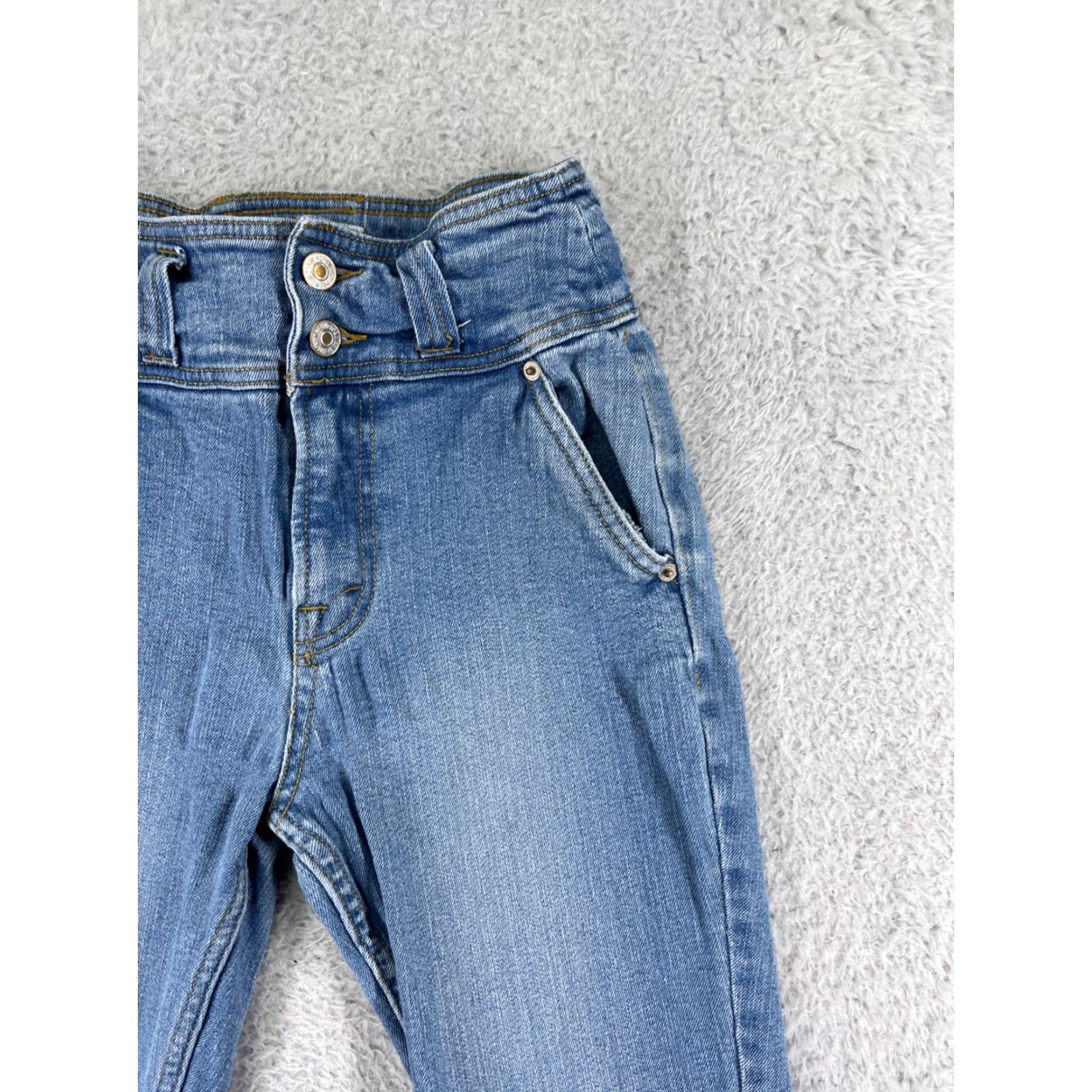 Forever 21 FOREVER 21 Jeans Women's Blue Denim Skinny 25 High Rise Cotton Blend 5-Pocket Stretch Pockets Logo Raw Hem Vintage No Size 42" / US 20 - 6 Thumbnail