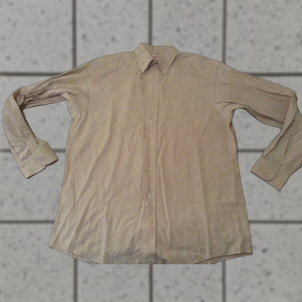 Brooks Brothers Brooks Brothers Dress Shirt 15 1/2 34 Khaki Beige Cotton Button Mens Size 40R - 1 Thumbnail