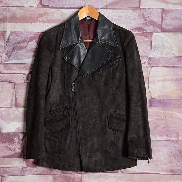 image of Tornado Mart Japan Tornado Mart Vintage Leather Biker Jacket Aj115 in Brown, Men's (Size Small)