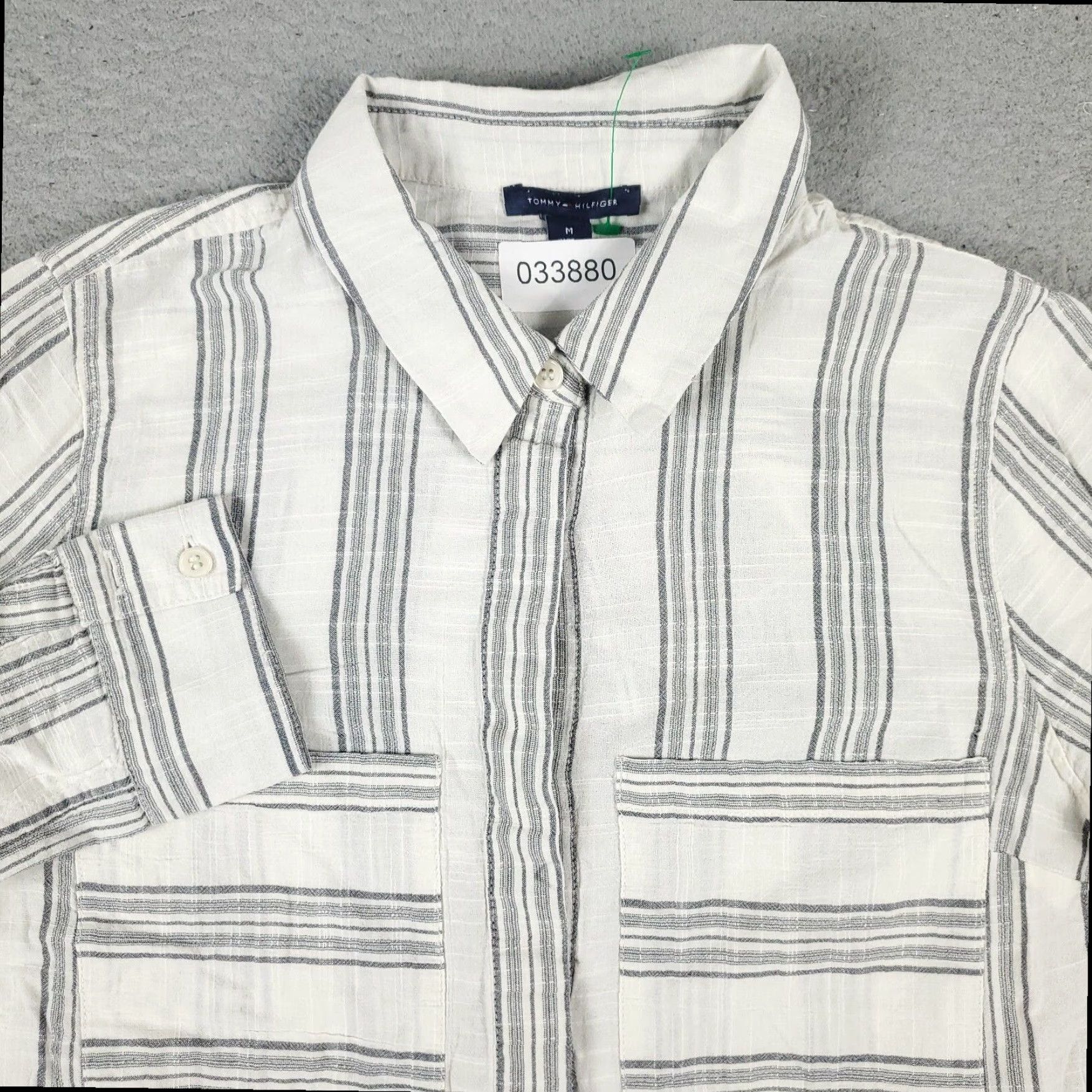 Tommy Hilfiger Tommy Hilfiger Women's Gray Striped Long Sleeve Button Up Shirt Medium Size M / US 6-8 / IT 42-44 - 2 Thumbnail