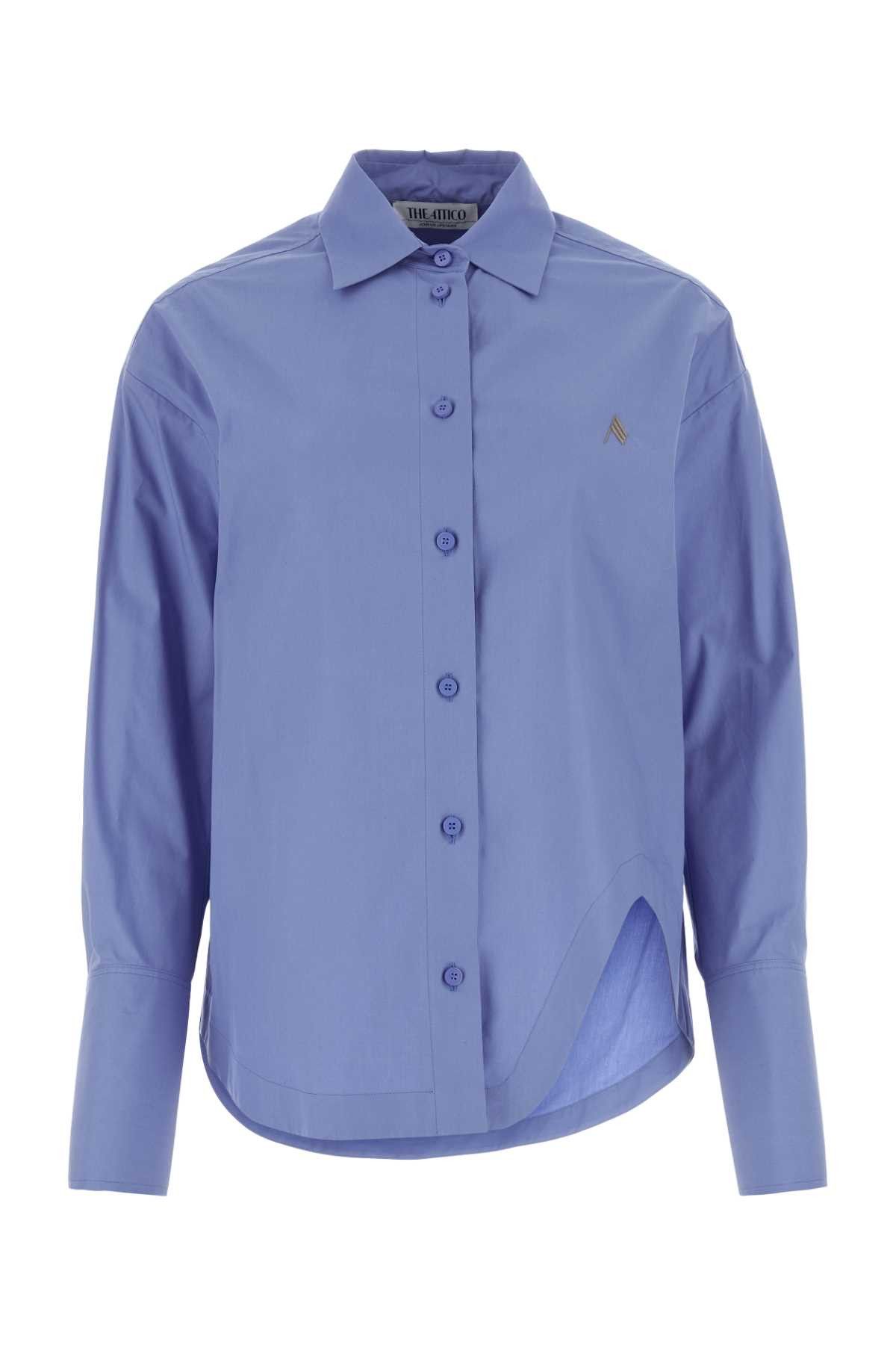 image of The Attico Cerulean Blue Poplin Eliza Shirt in Light Blue, Women's (Size Small)