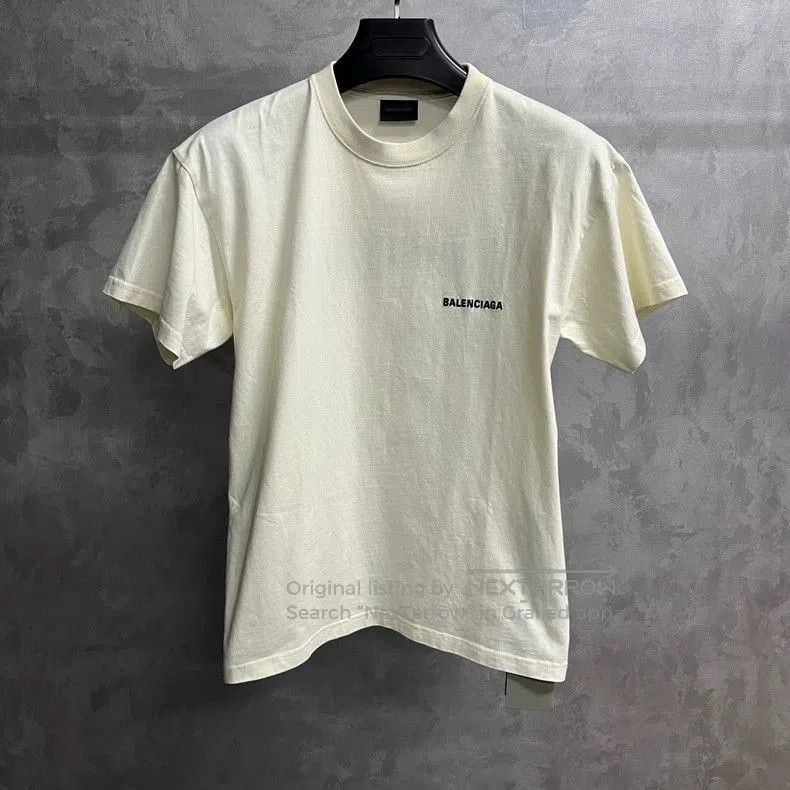 Balenciaga Balenciaga Beige Logo Print Oversized T-shirt. Size US XXS / EU 40 - 1 Thumbnail