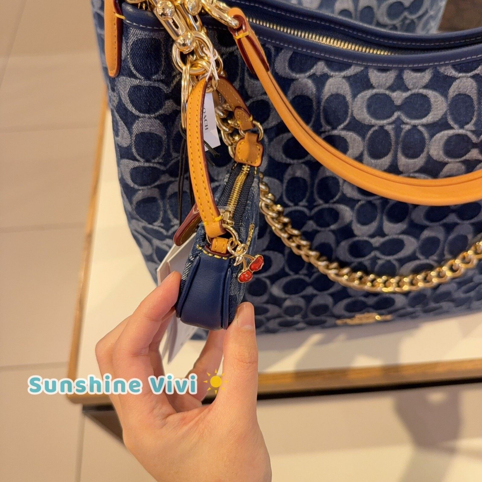 Coach NWT Coach CZ085 Mini Nolita Bag Charm Signature Denim Size ONE SIZE - 2 Thumbnail