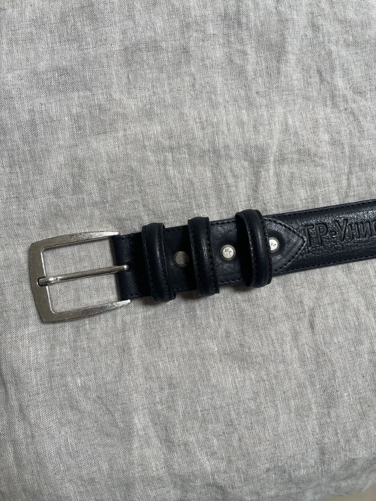 GR-Uniforma GR-Uniforma Black Leather Embossed Belt | Gosha Rubchinskiy Size ONE SIZE - 5 Thumbnail