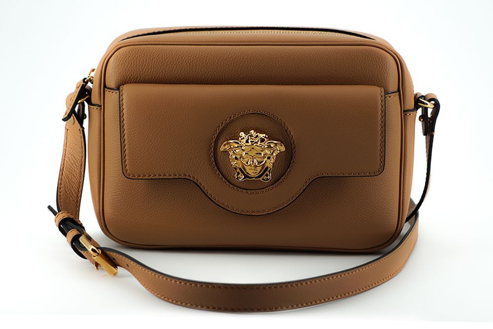 Versace Elegant Brown Leather Camera Case Shoulder Women's Bag Size ONE SIZE - 1 Thumbnail