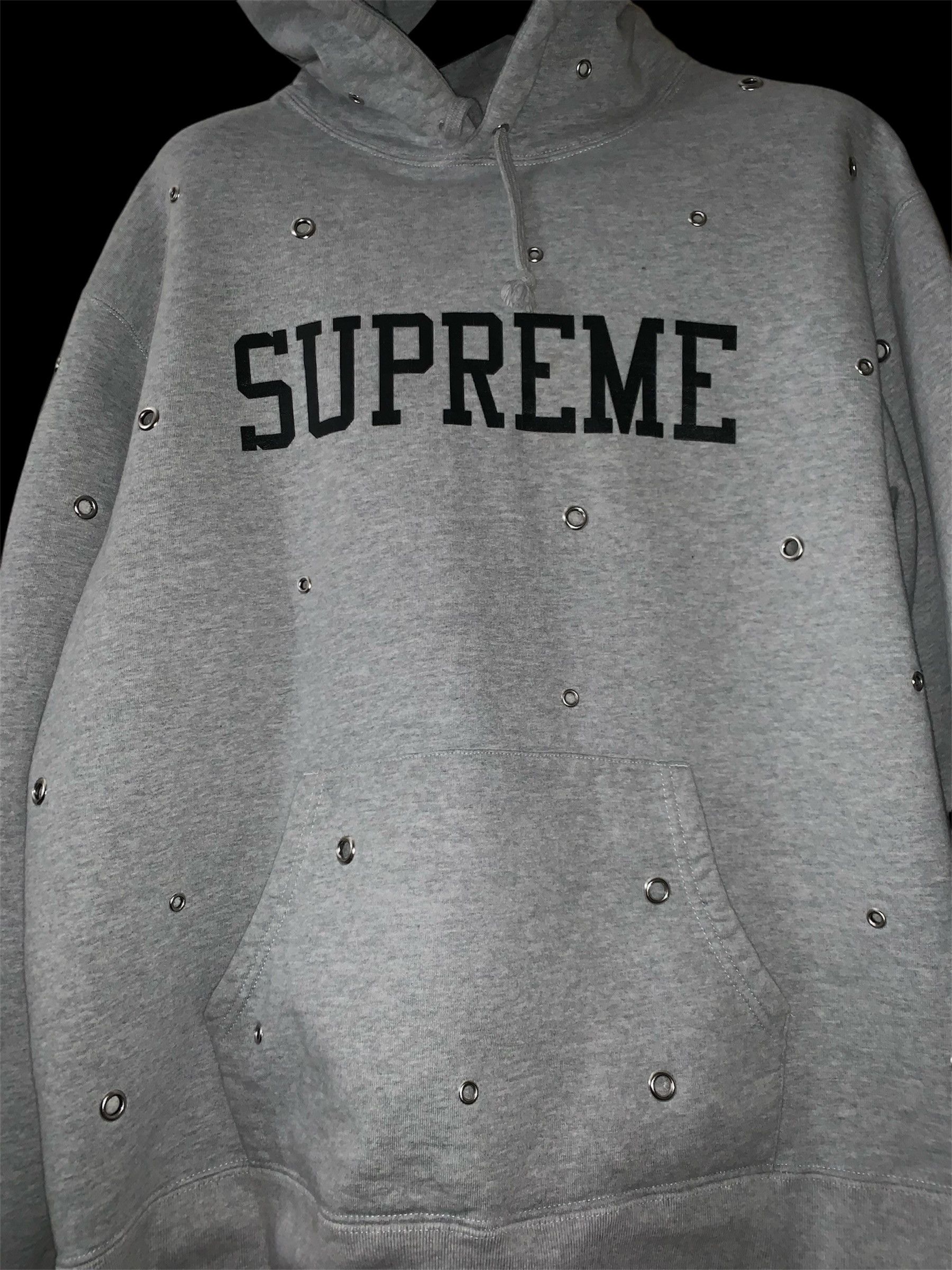 Supreme SS20 Eyelet Hoodie Grey (XL)