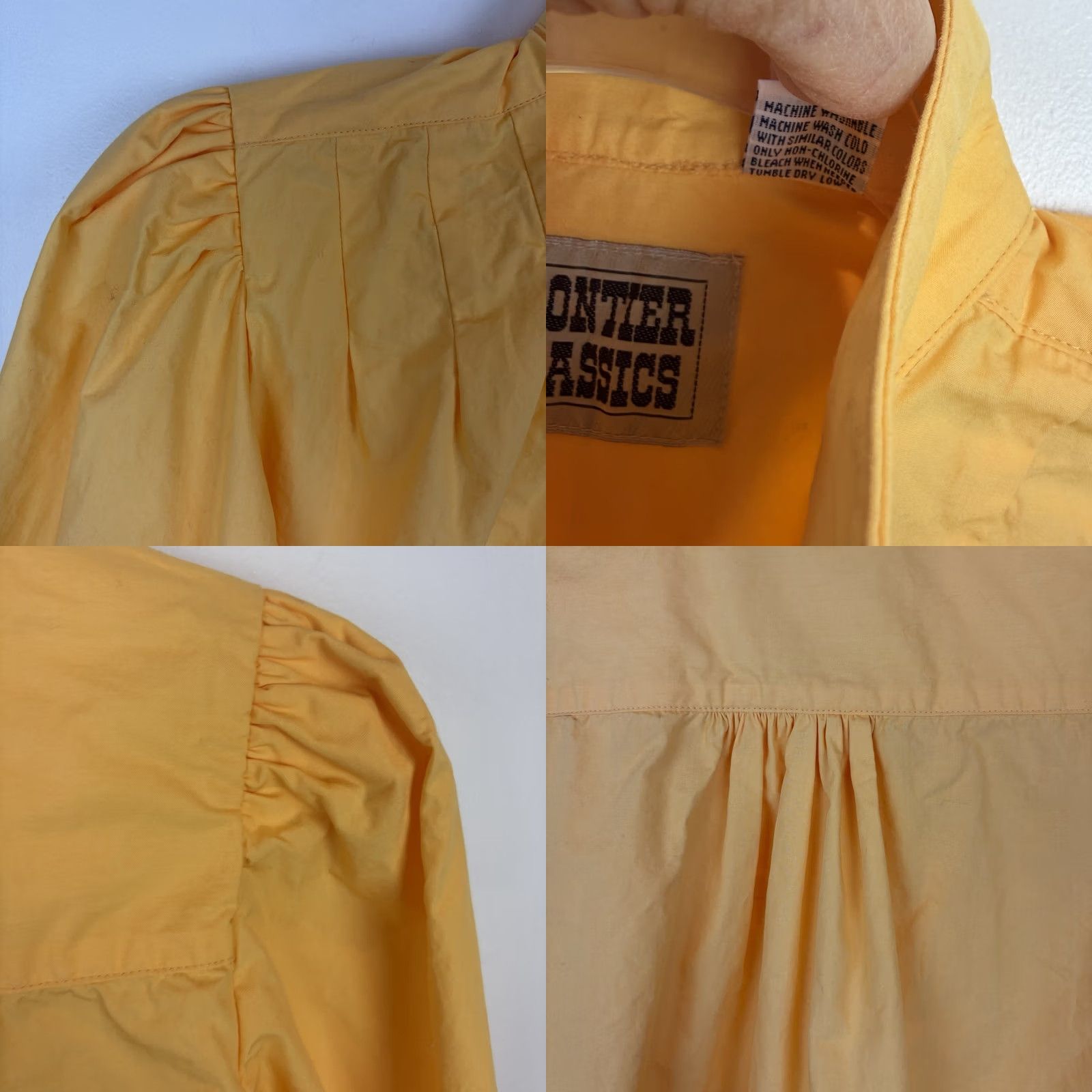 Vintage Frontier Classics Western Blouse Womens Large Yellow 100% Cotton Puff Shoulder Long Sleeve Cowgirl Casual Size L / US 10 / IT 46 - 8 Thumbnail