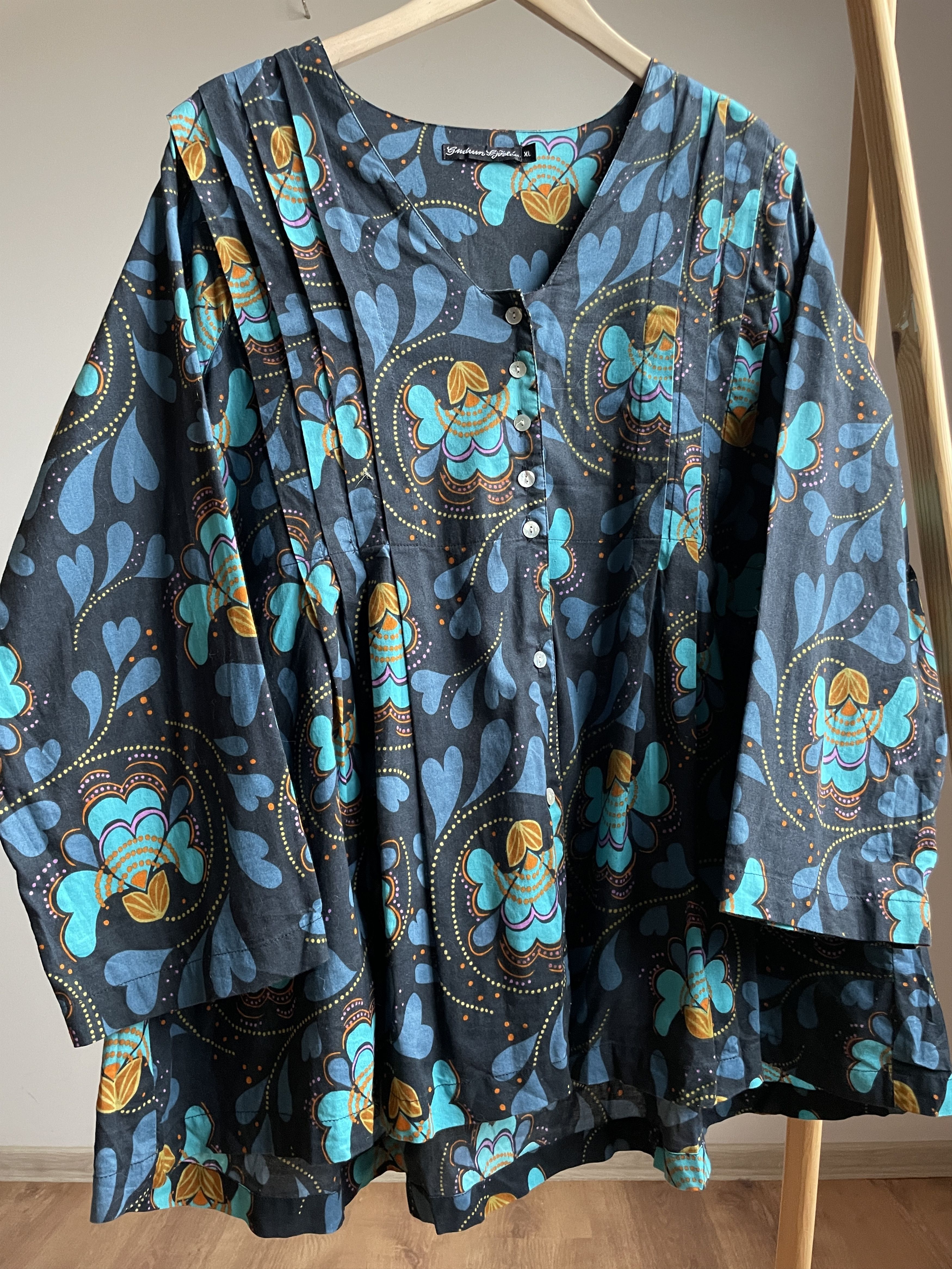 Gudrun Sjoden Gudrun Sjoden Pleated Floral Cotton Tunic Dress Size XL Size XL / US 12-14 / IT 48-50 - 3 Thumbnail