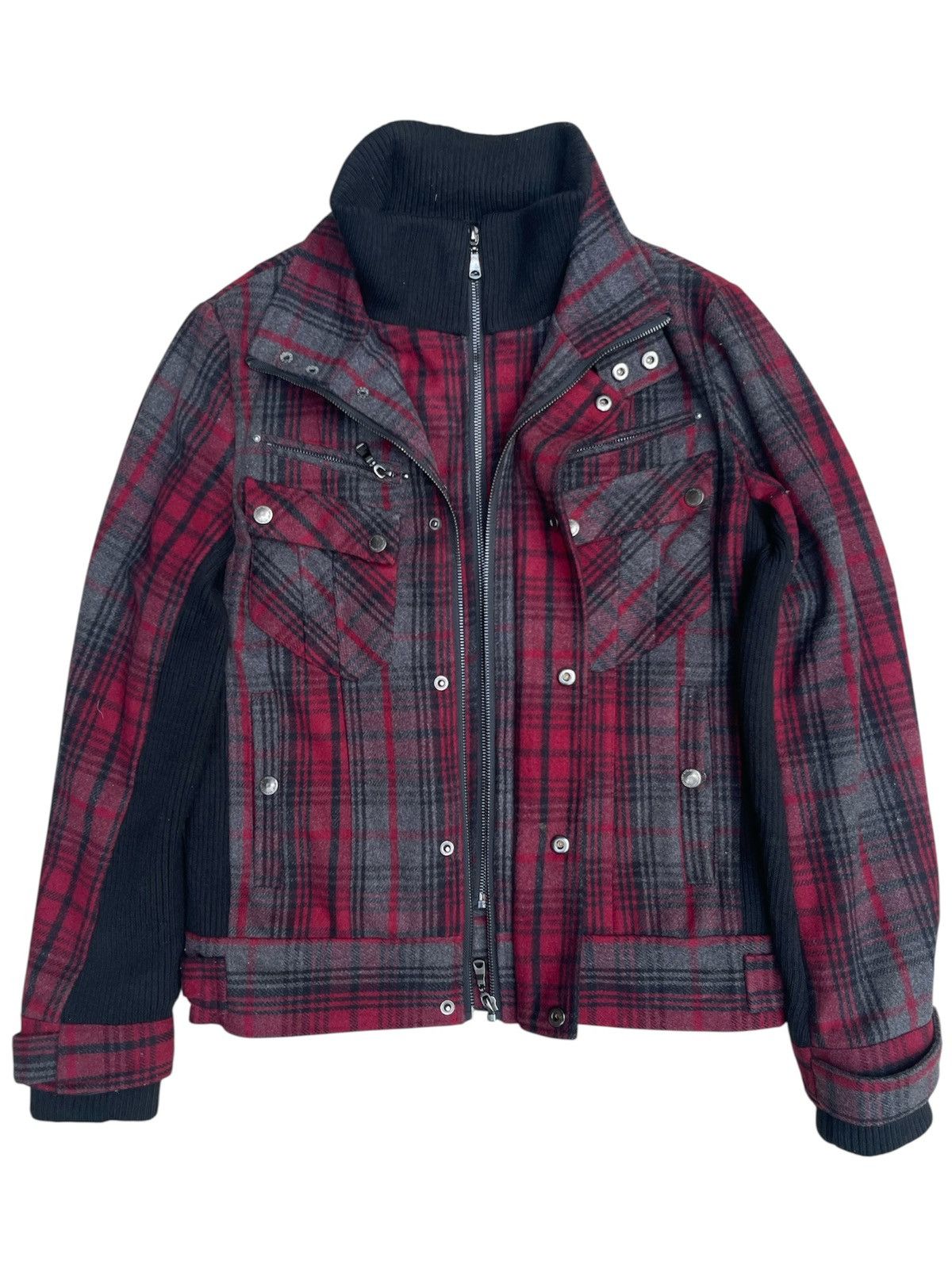semanticdesign Semantic Design Plaid Zip Jacket w/ Ribbed Collar & Cuffs Size S / US 4 / IT 40 - 1 Thumbnail