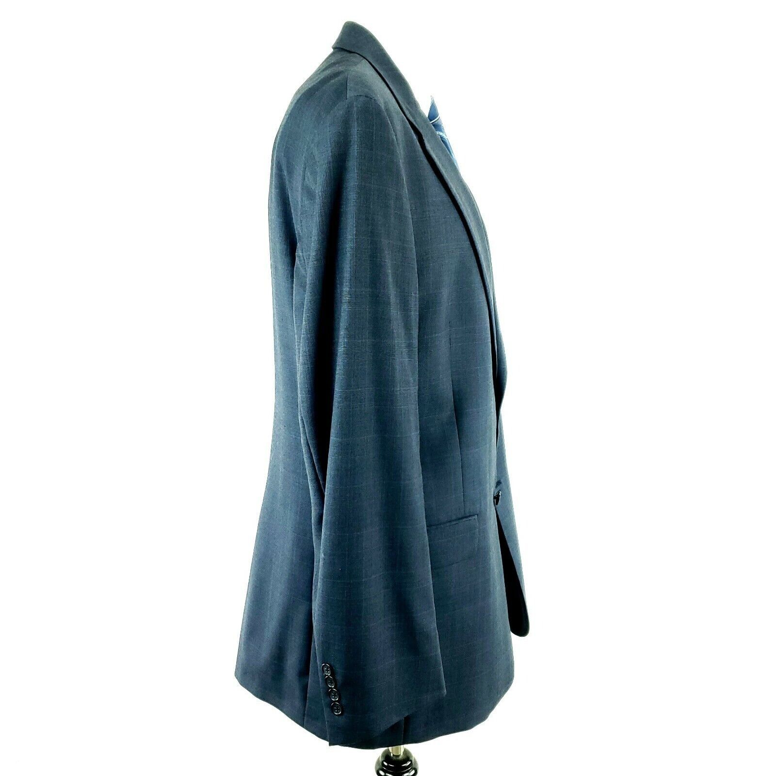 Hart Schaffner Marx Hart Schaffner Marx 42L 2 Button Glen Check Blue Wool Blazer Size 42L - 7 Thumbnail
