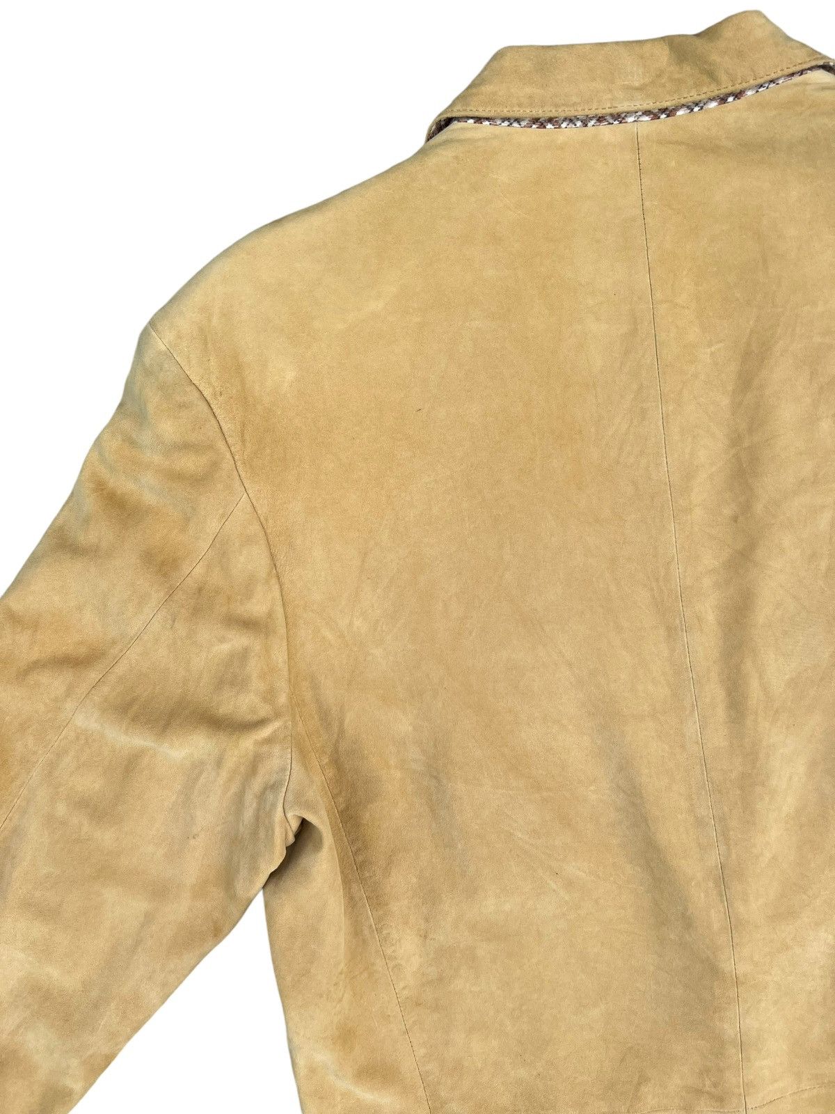 Mademoiselle Non Non Papas Japan Patina Suede Sheepskin Leather Blazer Jacket Size US L / EU 52-54 / 3 - 18 Thumbnail