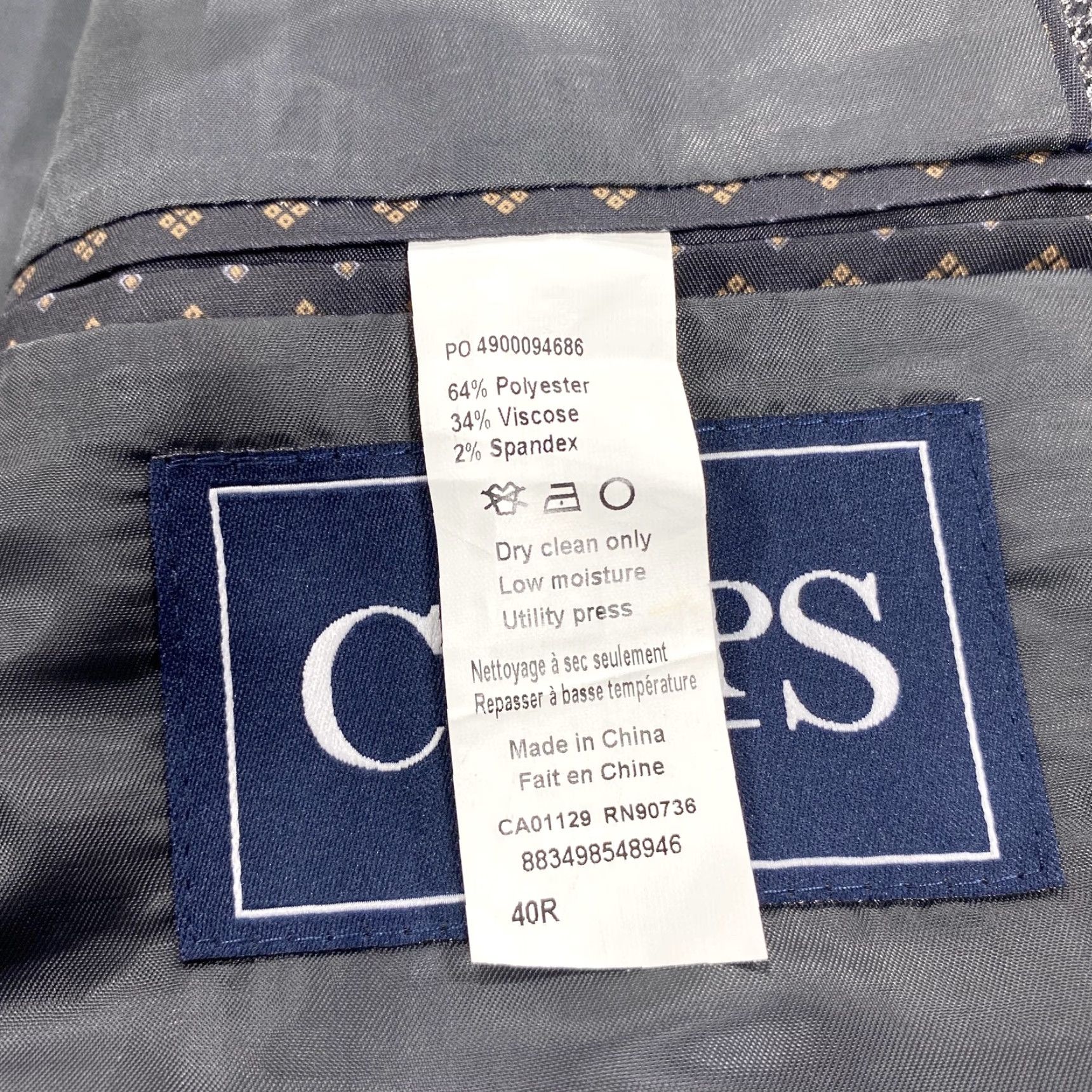 Chaps Chaps Blazer Mens 40R Gray Check Stretch Sport Coat Two Button Lined Jacket Size 40R - 5 Thumbnail