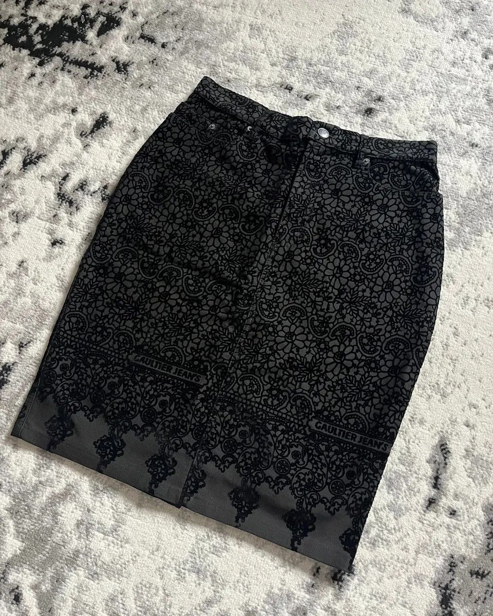 Jean Paul Gaultier × Vintage 90s Jean Paul Gaultier Glamour Black Skirt Size 30" / US 8 / IT 44 - 3 Thumbnail