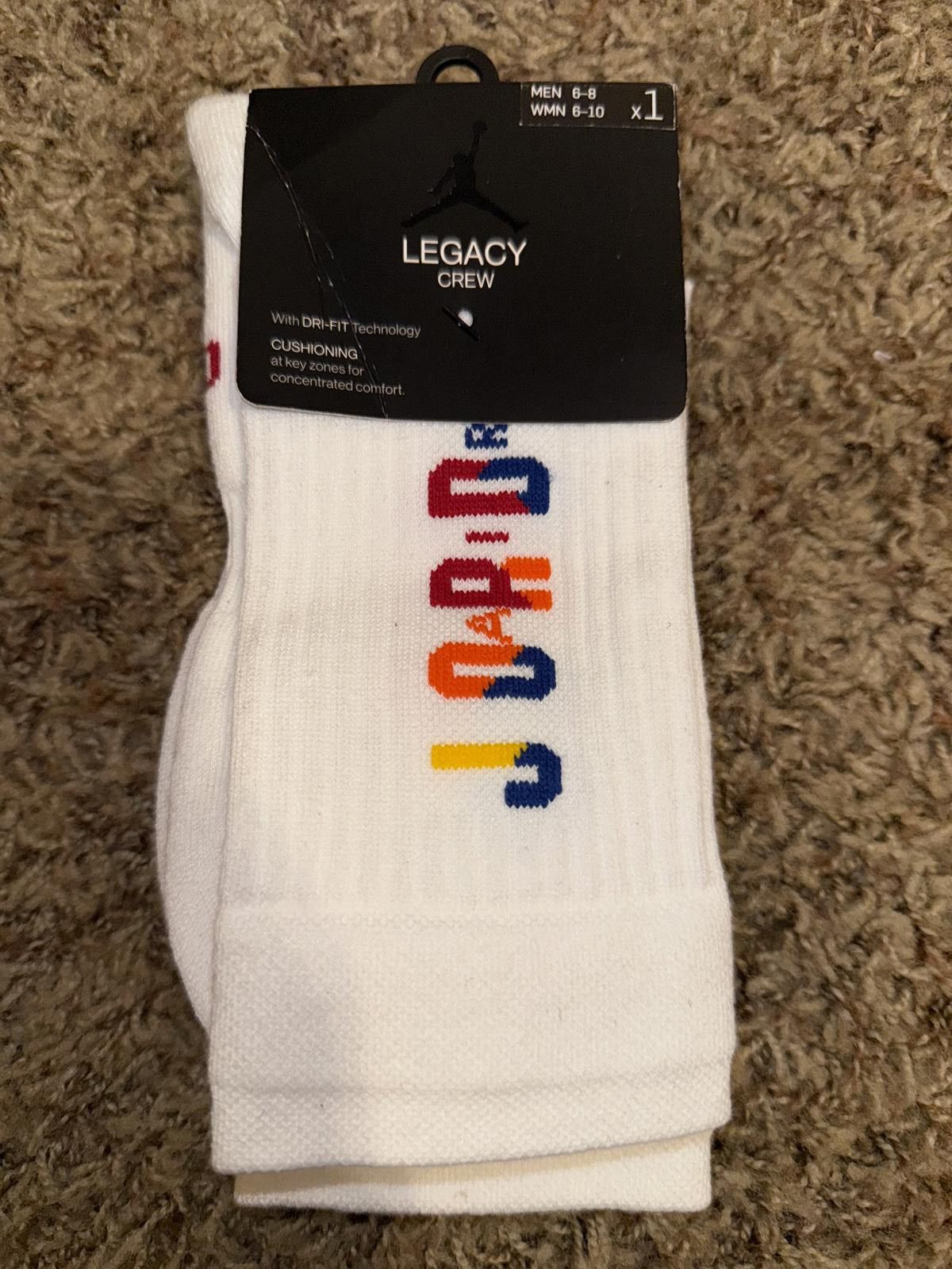 Nike Jordan Legacy Rivals Crew HARE Socks White Multi Color Size ONE SIZE - 1 Thumbnail