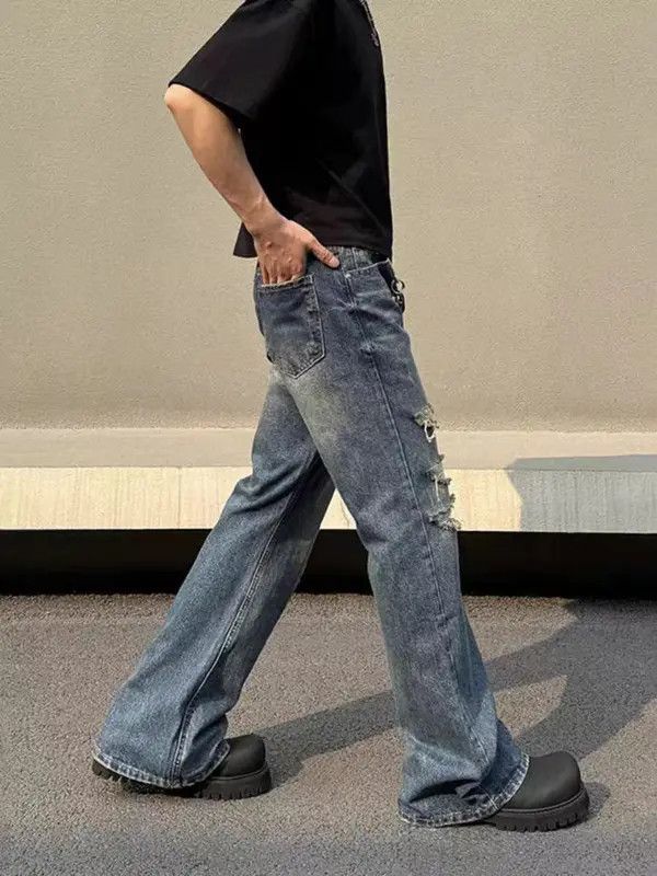 VIBE Vintage ripped straight high street micro flare jeans Size US 30 / EU 46 - 4 Thumbnail