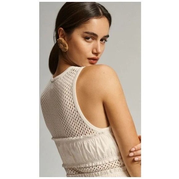 Anthropologie Mare Mare X Anthropologie White Sleeveless Crochet Maxi Dres Size XXS / US 00 / IT 34 - 3 Thumbnail