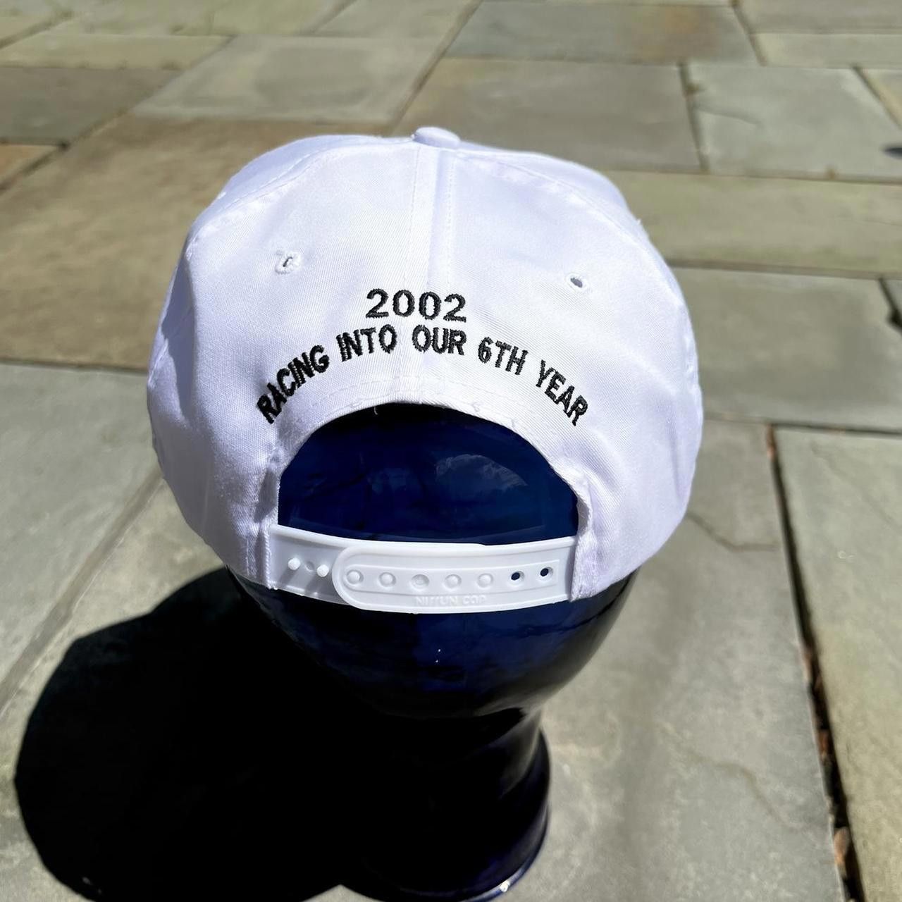 Vintage Y2K 2002 Car Racing Checkered Stripe White Hat Size ONE SIZE - 2 Thumbnail