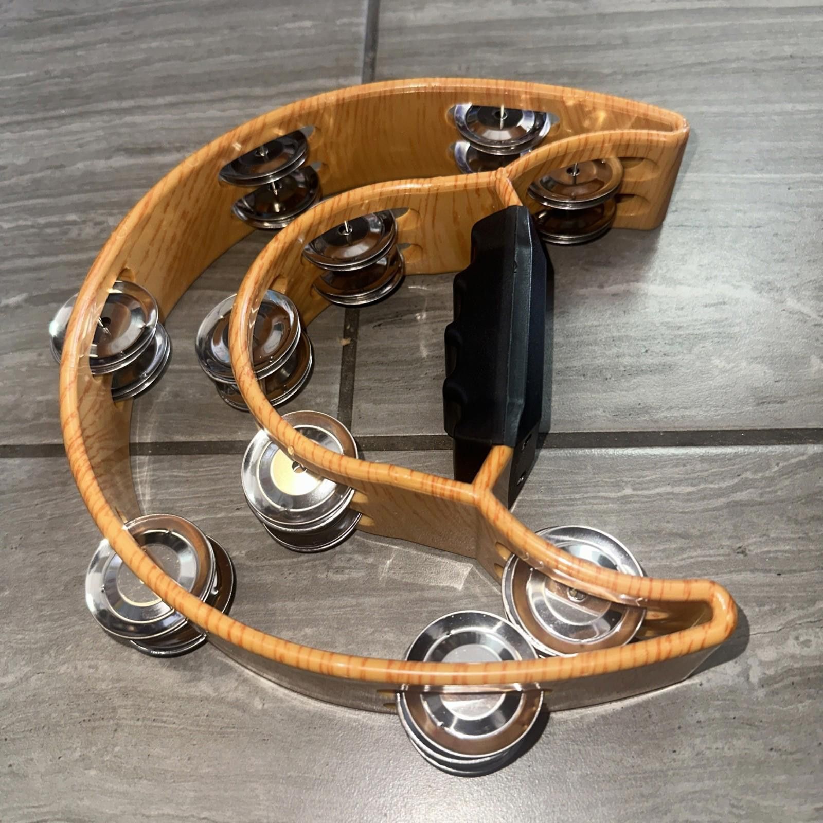 The Unbranded Brand Hand Held Tambourine Drum Birch Metal Jing Percussion Yellow Size ONE SIZE - 3 Thumbnail