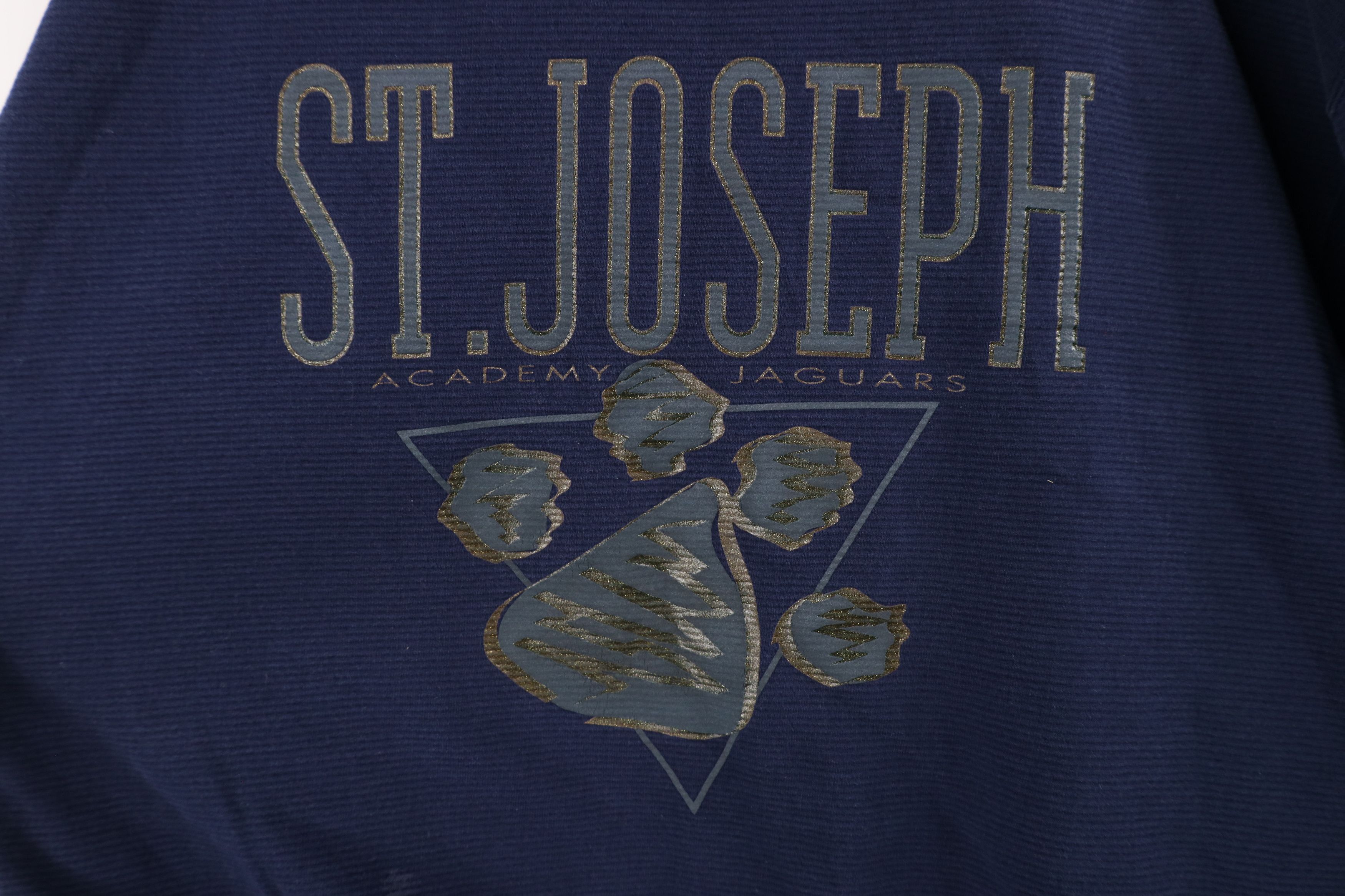 Vintage Vintage 90s Spell Out St Joseph Jaguars Sweatshirt Blue USA Size US XL / EU 56 / 4 - 4 Thumbnail