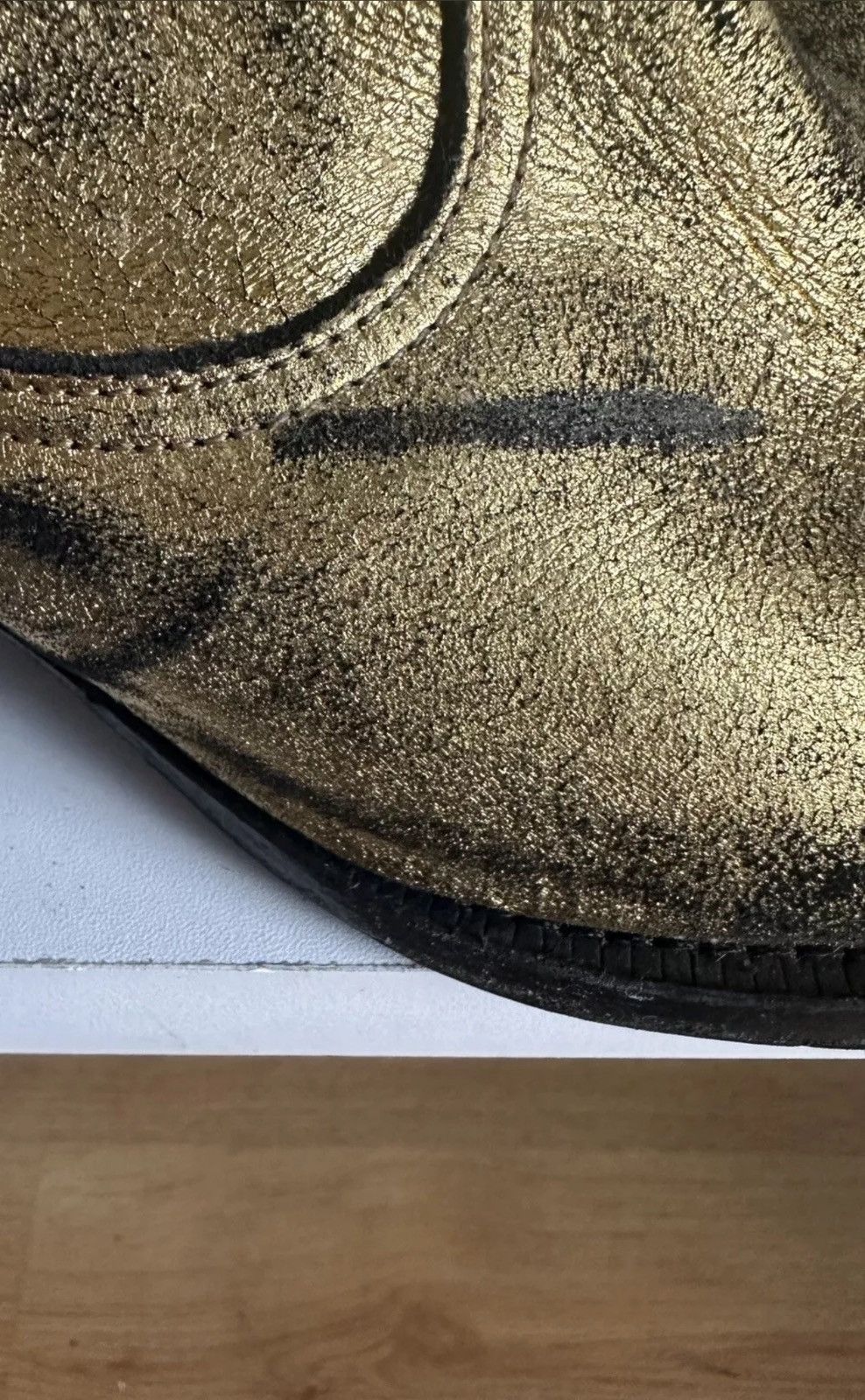 Amiri Amiri Gold Black Suede Leather Cowboy Boots 41 us8 Riri Size US 8 / EU 41 - 11 Thumbnail