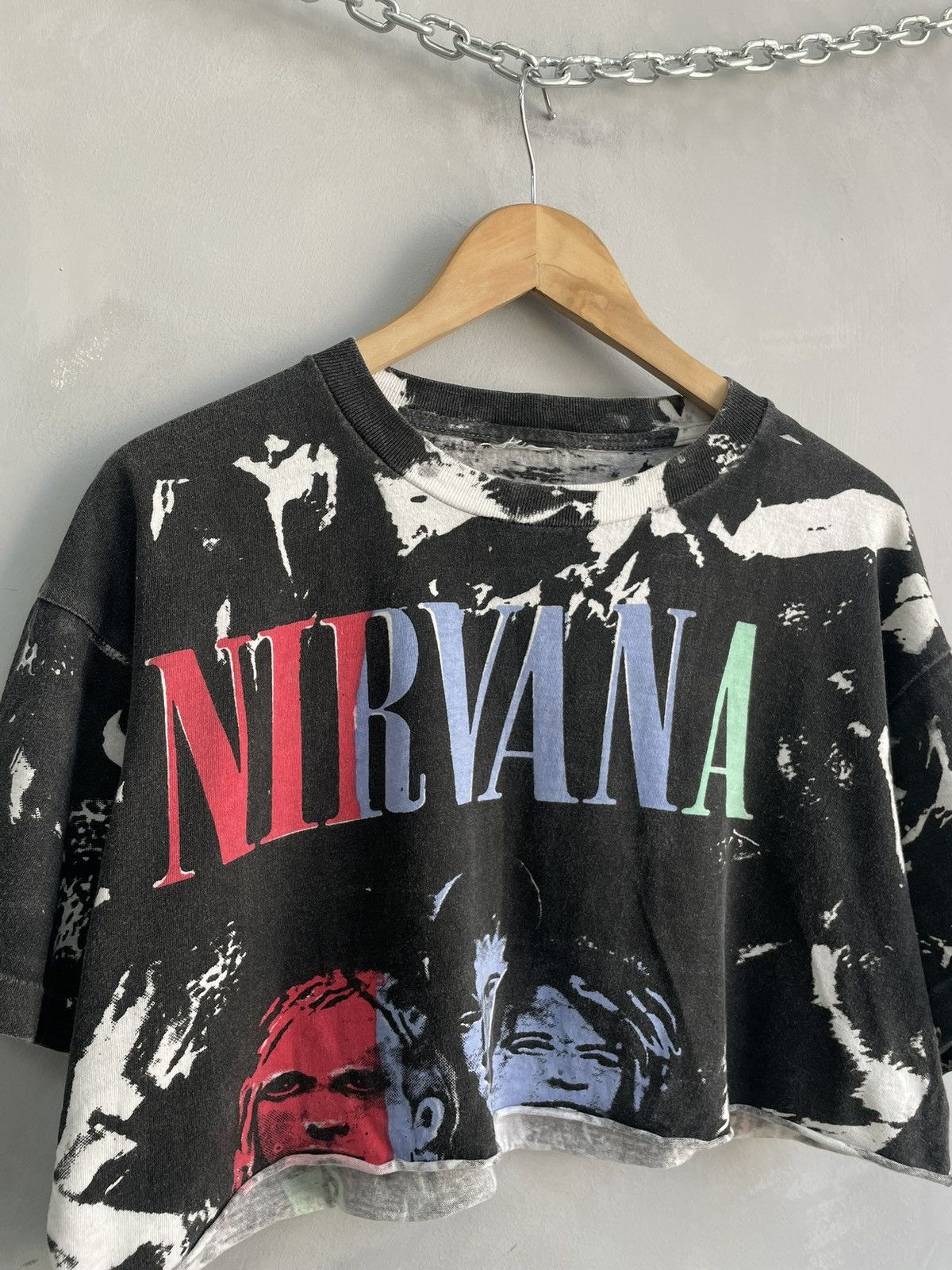Nirvana Nirvana cropped custom 90s over print tee singlestitch Size US M / EU 48-50 / 2 - 3 Thumbnail