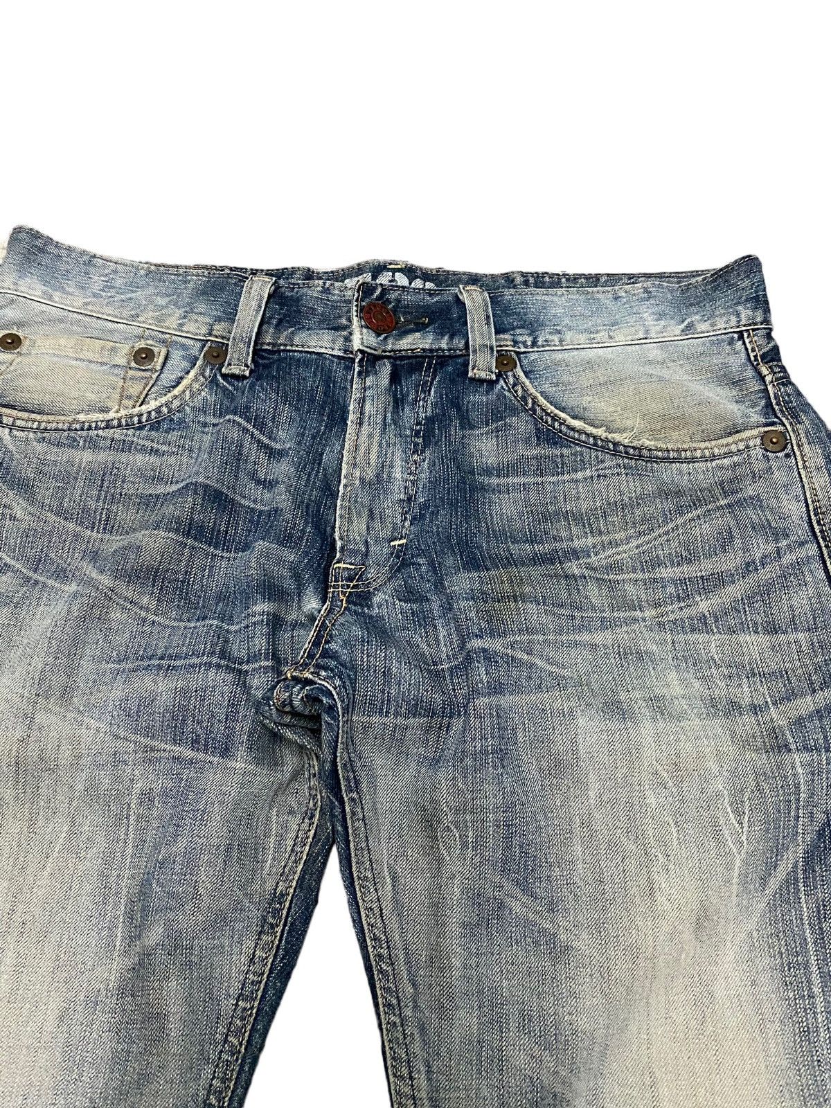 Edwin Vintage Edwin 503 blue trip flare distressed jeans Size US 35 - 10 Thumbnail