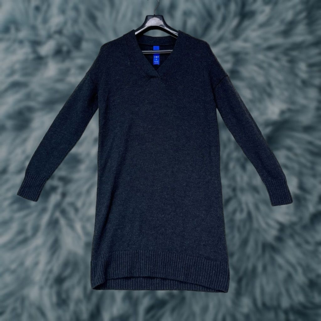 Vintage Kit and Ace Dress Merino Wool V-Neck Long Sleeve Midi Black Women's Small Size S / US 4 / IT 40 - 1 Thumbnail