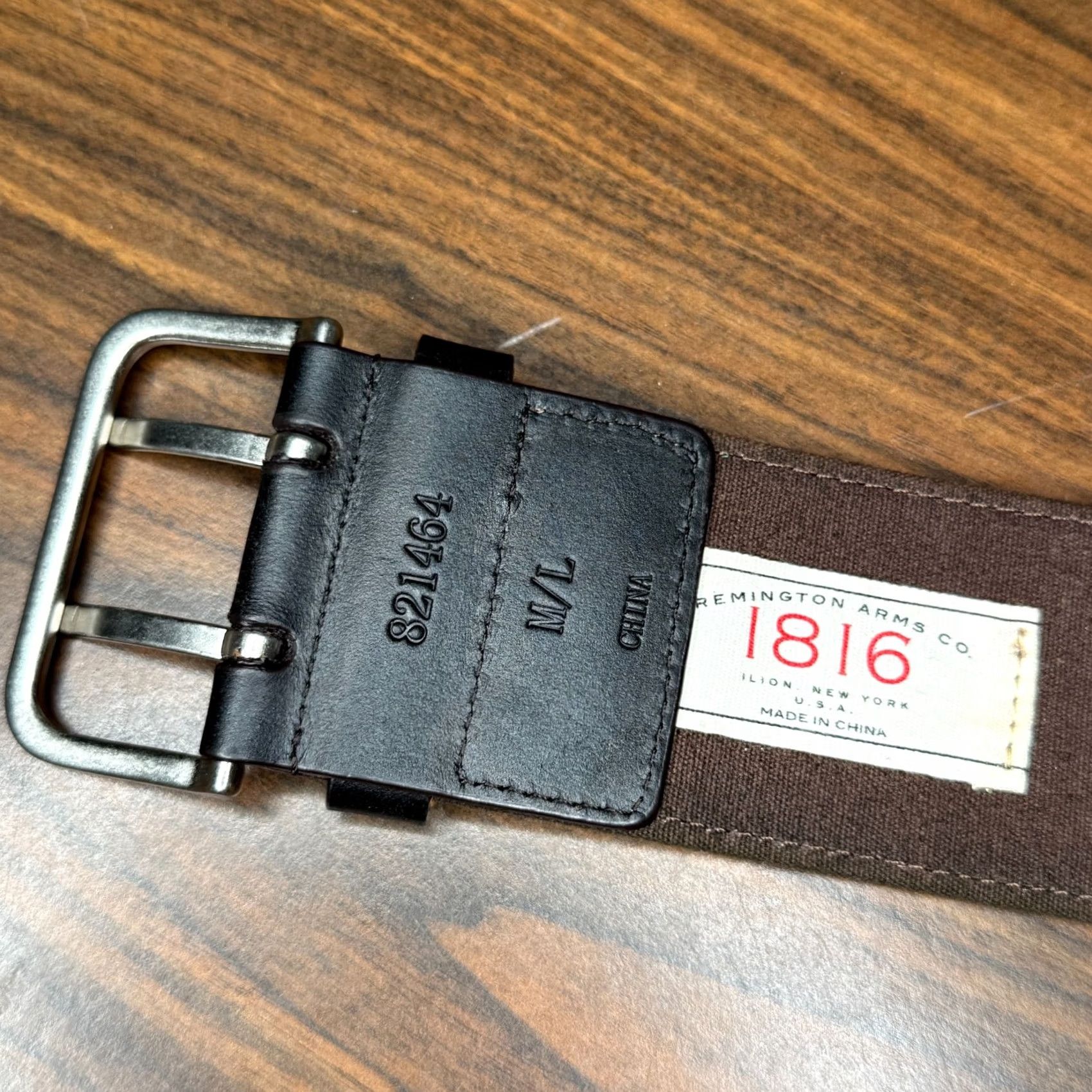 CO VINTAGE Remington Belt Mens Brown Canvas 2.25" Wide M/L Western Buckle Logo 47" total length Mens Size ONE SIZE - 2 Thumbnail