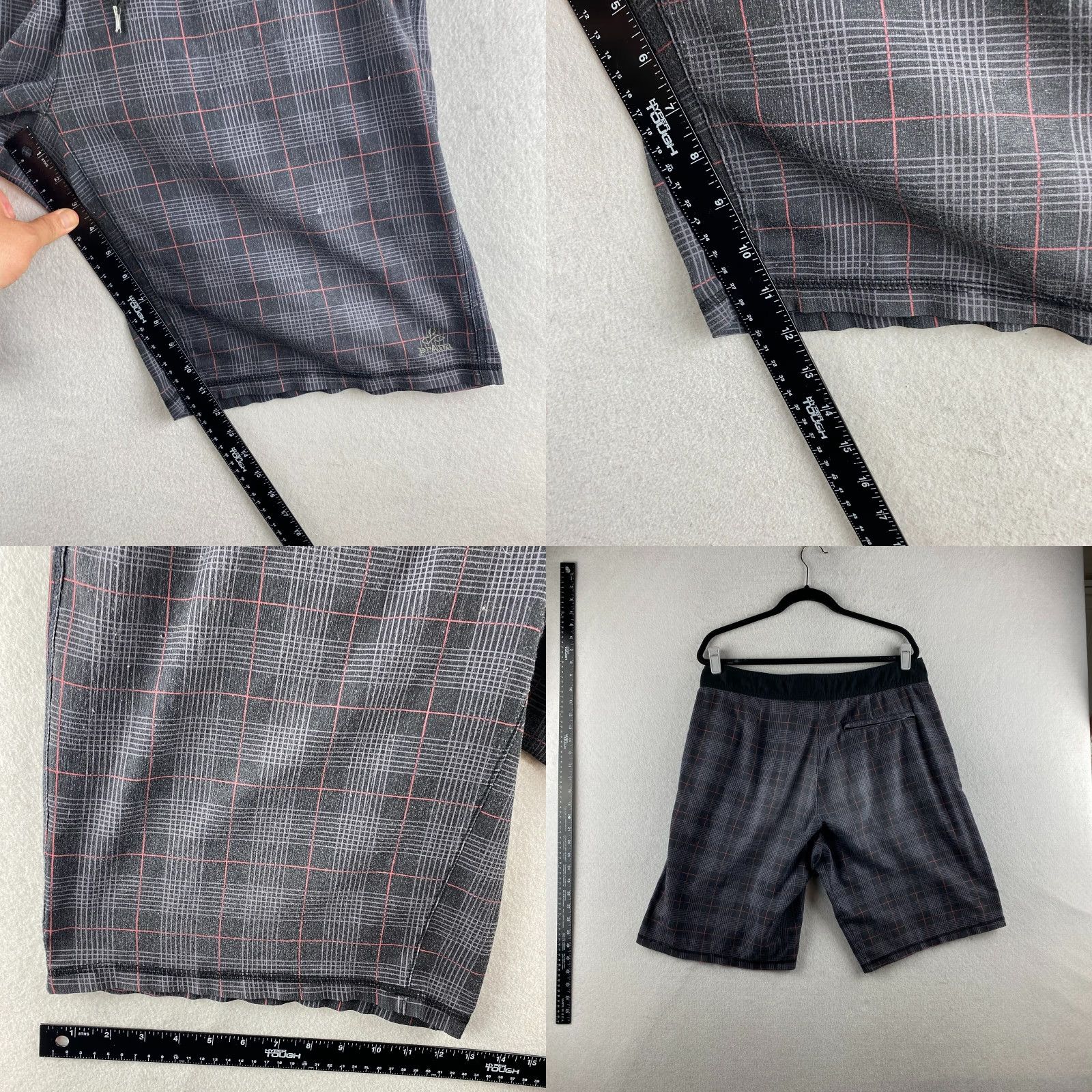 Prana Prana Boardshorts Mens 36 Black Plaid Drawstring Pockets Surf Beach Board Shorts Size US 36 / EU 52 - 9 Thumbnail