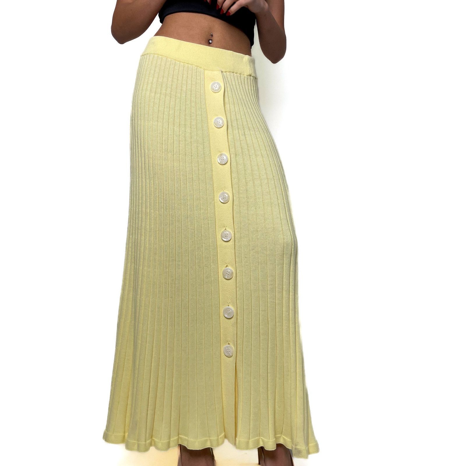 Anna Quan Yellow Button Skirt Size 28" / US 6 / IT 42 - 2 Thumbnail