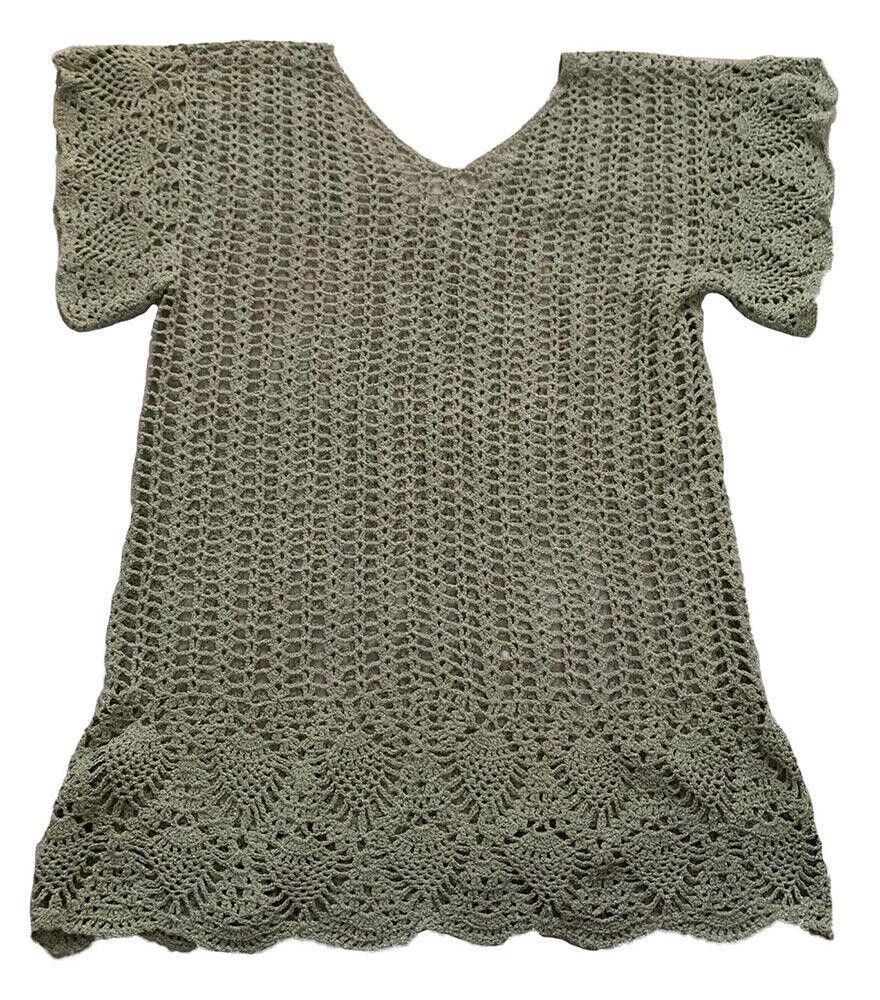 Designer Pre Owned Green Hand Made Crocheted Blouse M Size M / US 6-8 / IT 42-44 - 3 Thumbnail