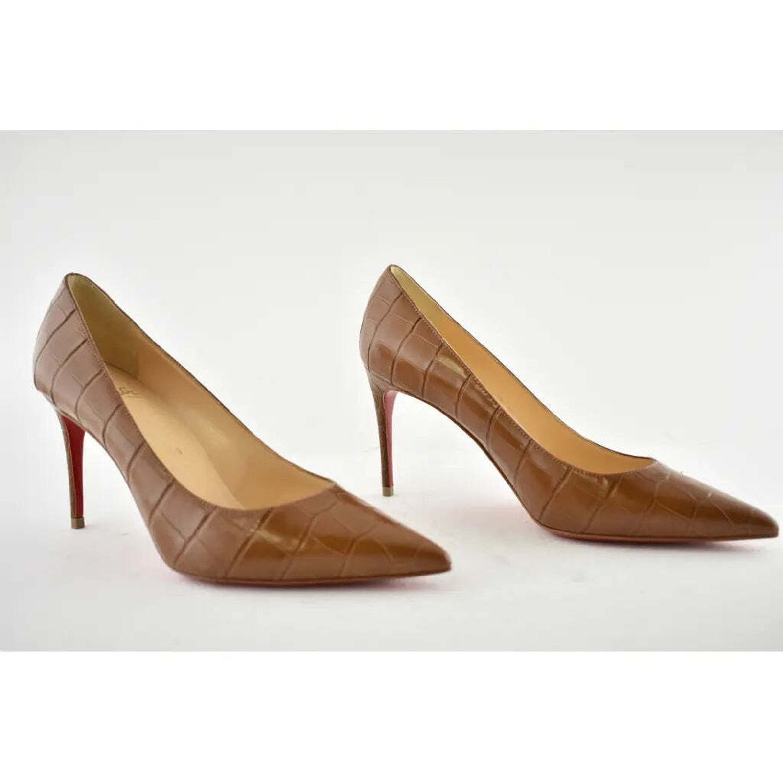 Christian Louboutin Christian Louboutin Kate 85 Brown Biscotto Croc Classic Size US 6.5 / IT 36.5 - 4 Thumbnail