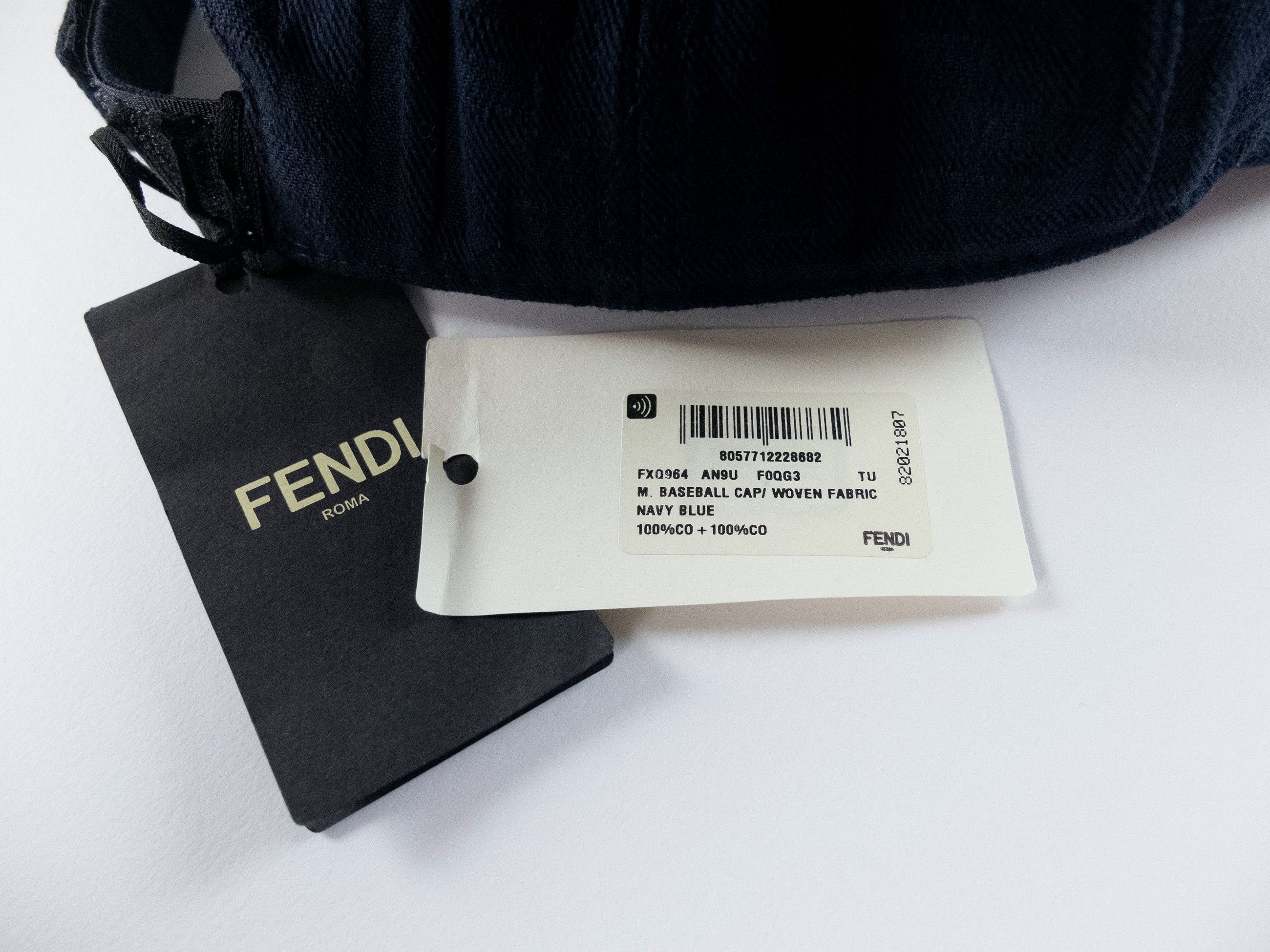 Fendi FENDI navy blue FF logo monogram cotton baseball cap Medium Size ONE SIZE - 4 Thumbnail