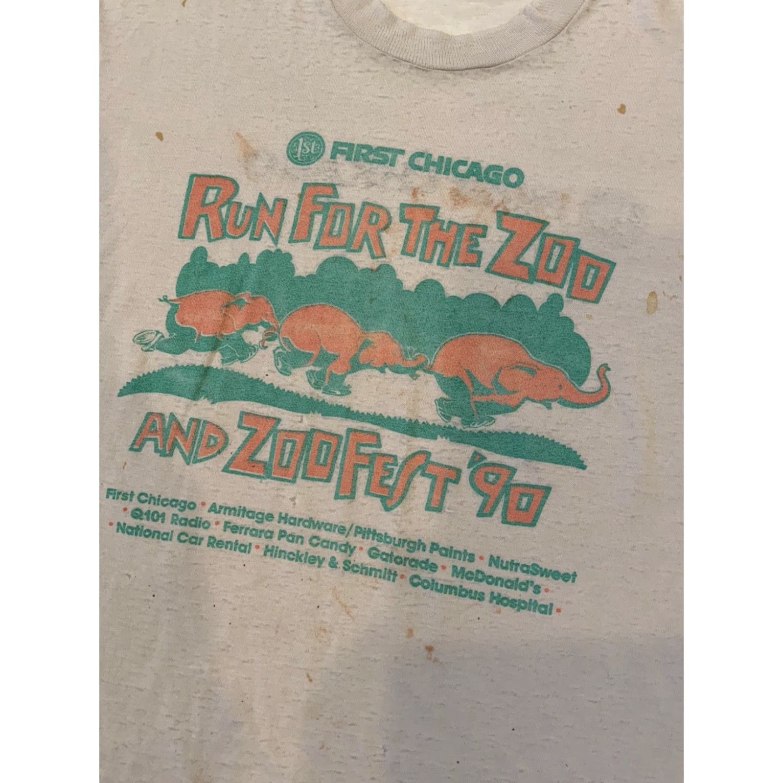 Vintage VINTAGE 1990 Screen Stars Run For The Zoo ZooFest First Chicago Thin T-Shirt LG Shirt Mens Size US L / EU 52-54 / 3 - 2 Thumbnail