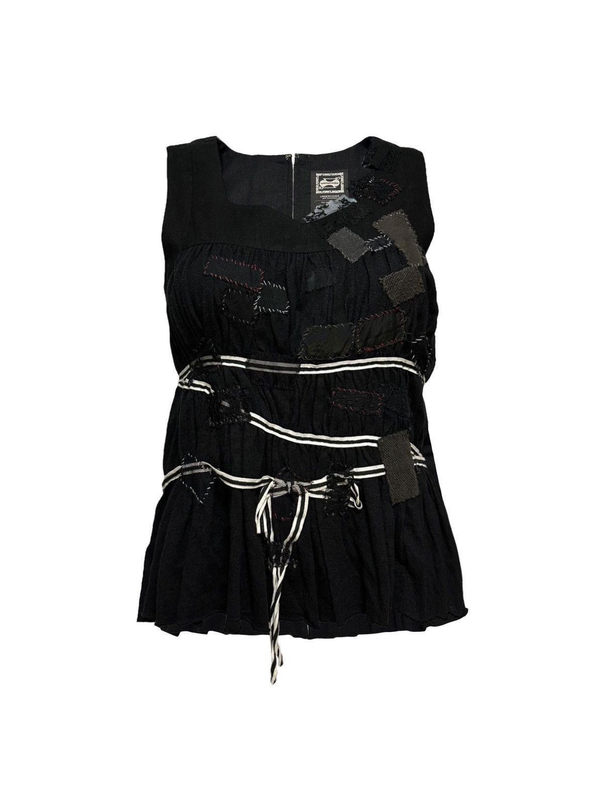 image of Undercover Spring Summer 2003 "scab" Patchwork Tank Top in Black, Women's (Size Small)