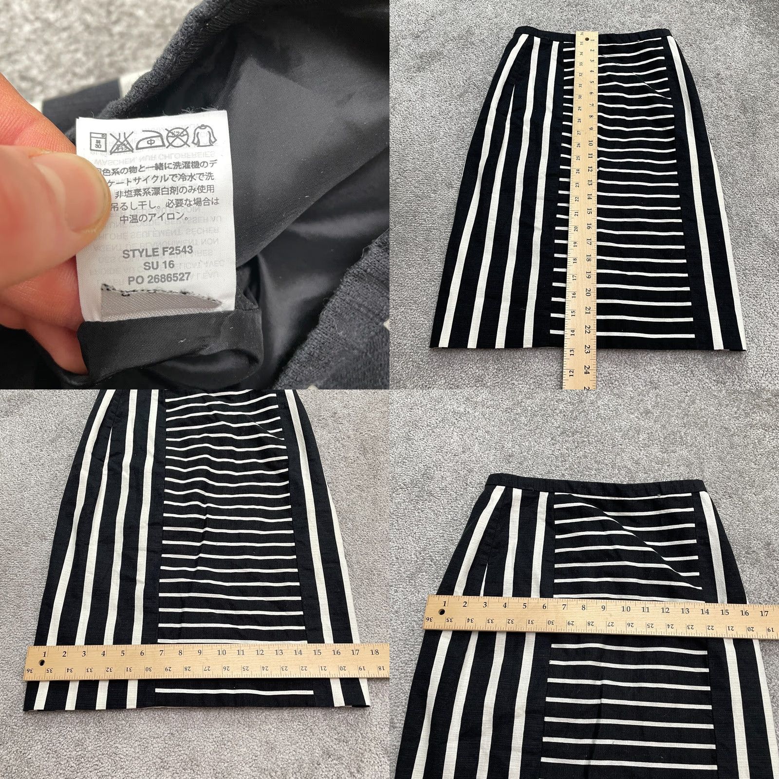J.Crew J.Crew No. 2 Straight Pencil Skirt Women 00 Black White Striped Knee Length Slit Size 24" / US 00 / IT 34 - 8 Thumbnail