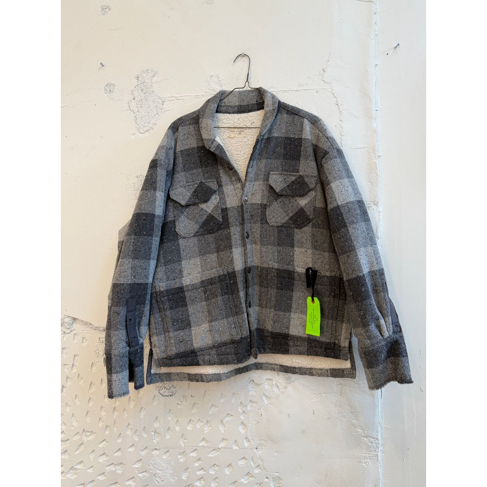 Greg Lauren Greg Lauren SAMPLE Grey Wool Sherpa Lined Boxy Jacket Size US XL / EU 56 / 4 - 1 Thumbnail