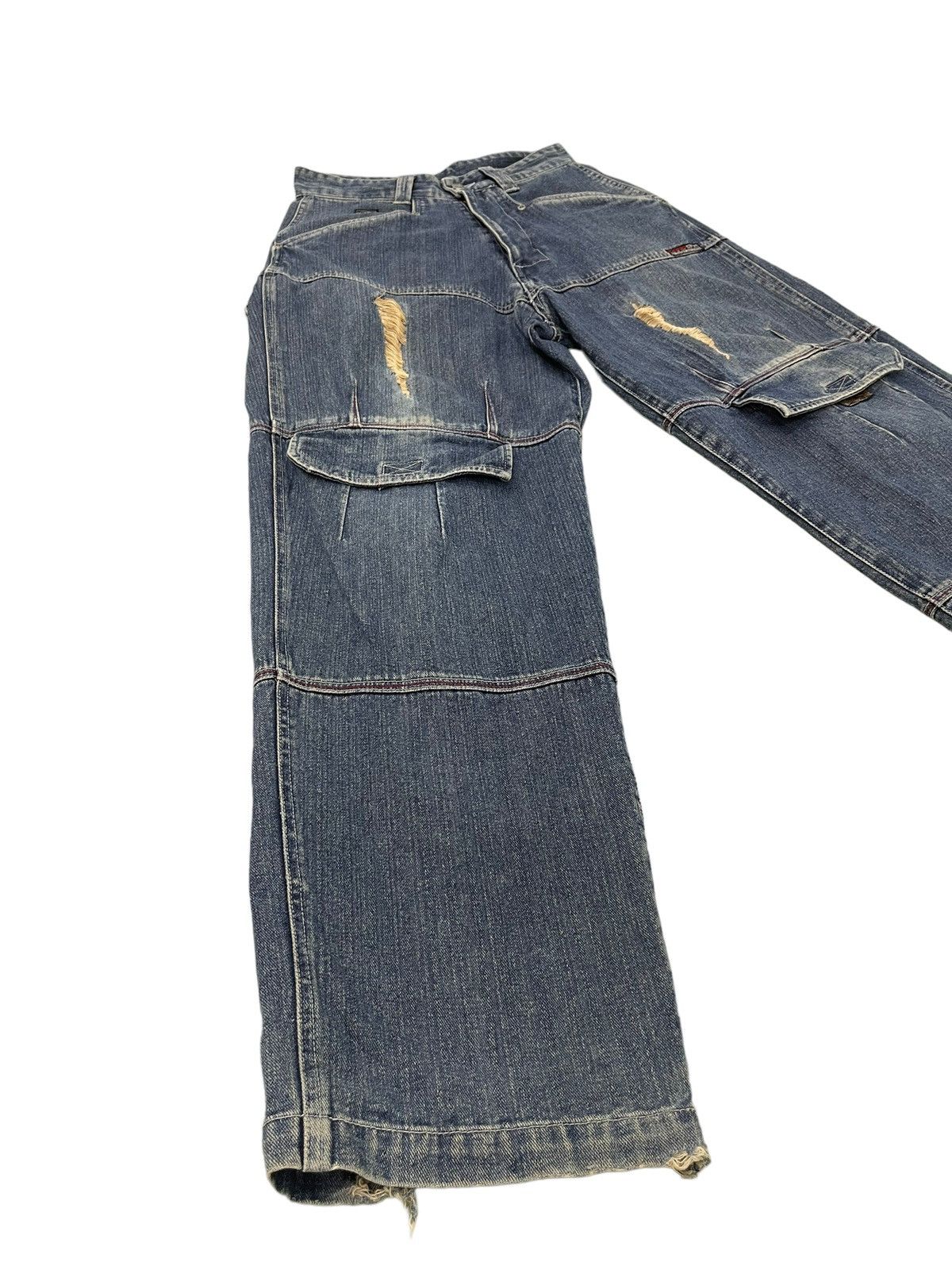 Japanese Brand Baggy Jeans Hobo Distress Wide Denim Skateboards 6🟦4 Size US 29 - 2 Thumbnail