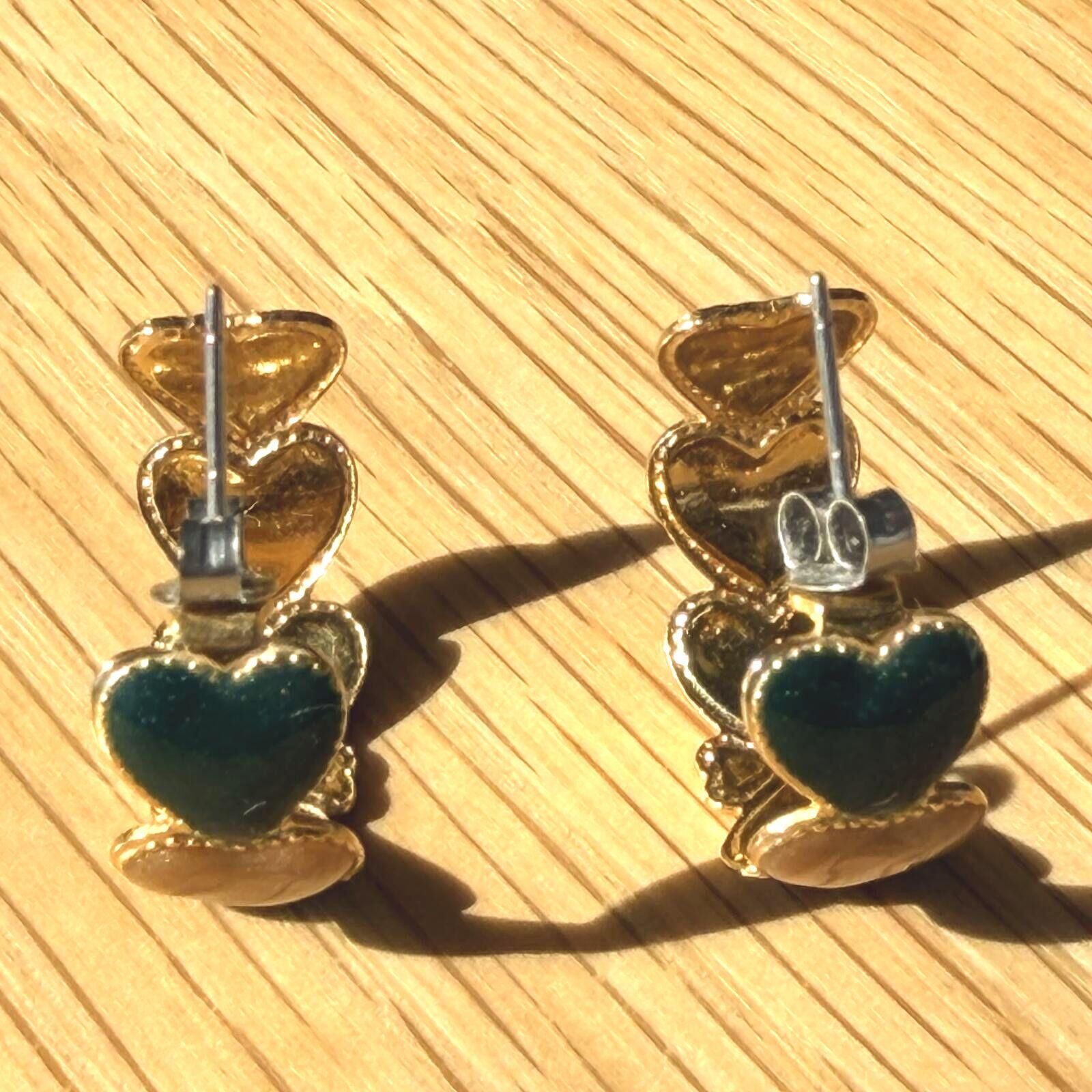 Other Vintage Glitter Enamel Heart Earrings Gold Tone Size ONE SIZE - 5 Thumbnail
