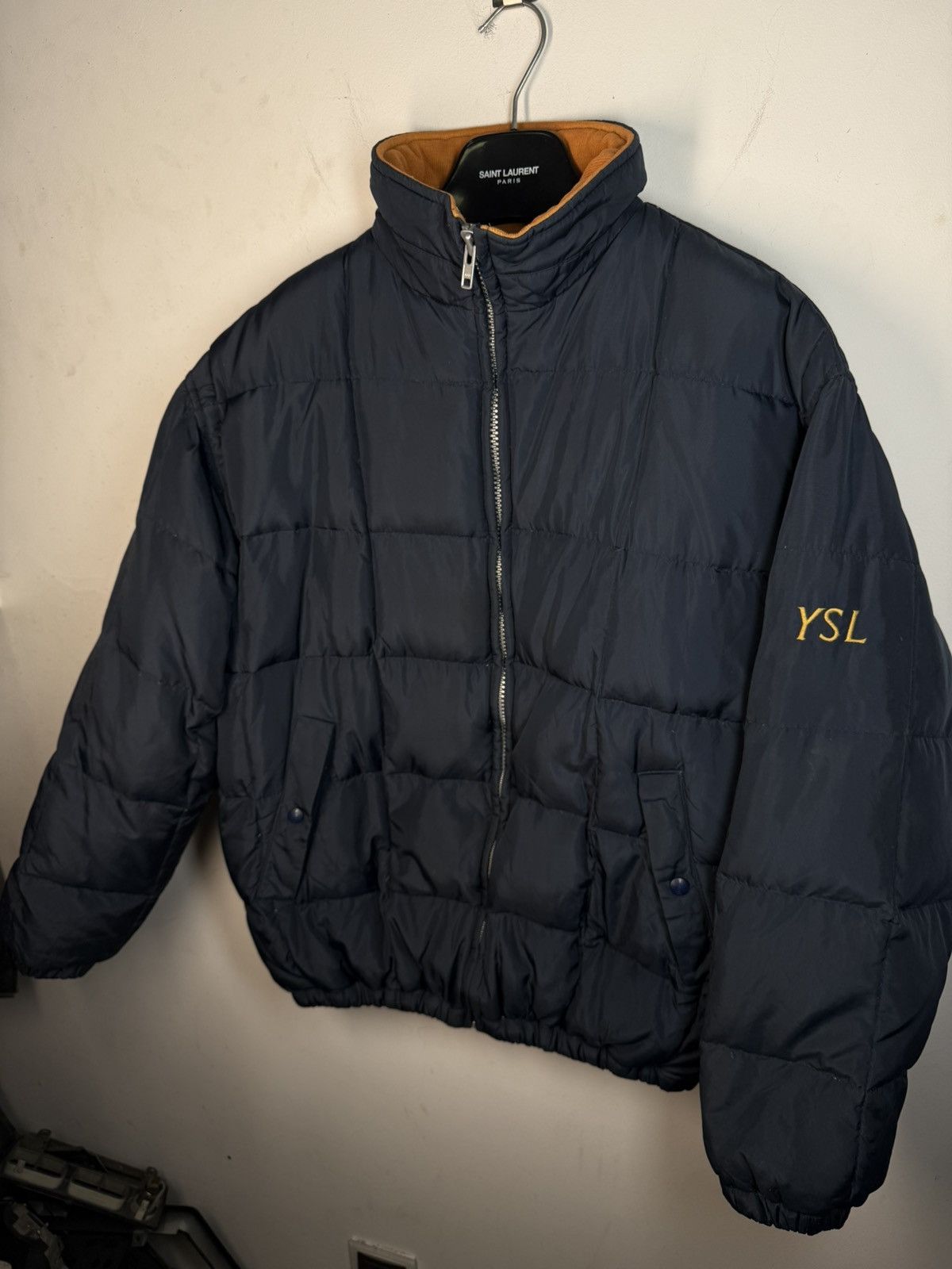 Yves Saint Laurent Puffer YSL Down Jacket Winter Blue Bomber Zip Up Size US M / EU 48-50 / 2 - 23 Thumbnail