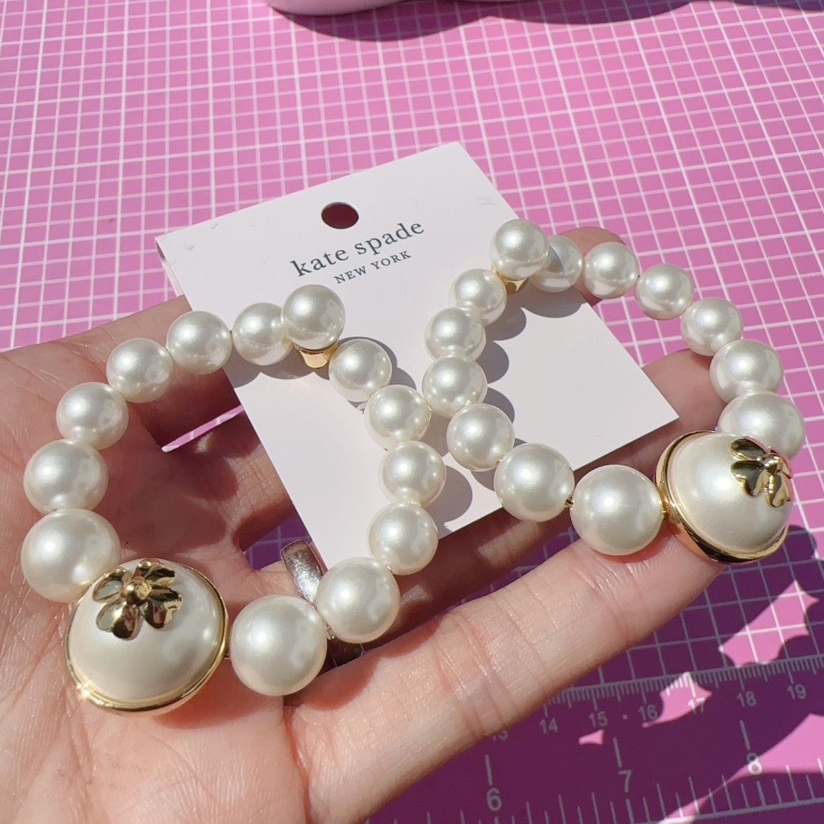 Kate Spade $99 Kate Spade White Pearl Circle Gold Logo Drop Gold Tone Size ONE SIZE - 3 Thumbnail