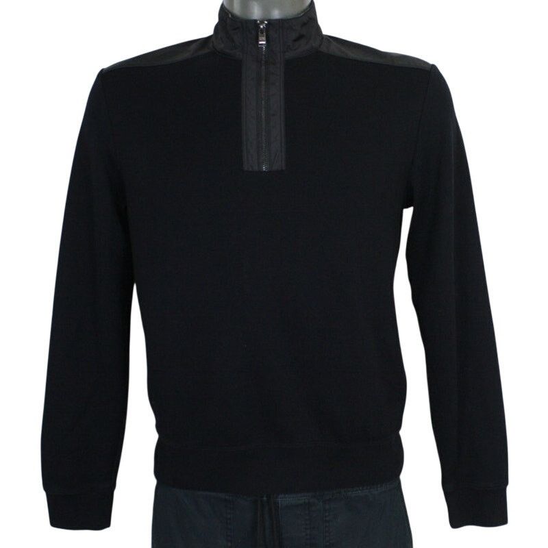 Hugo Boss BOSS Hugo Boss Quarter Zip Sweater Black Mock Neck Pullover Size US M / EU 48-50 / 2 - 1 Thumbnail