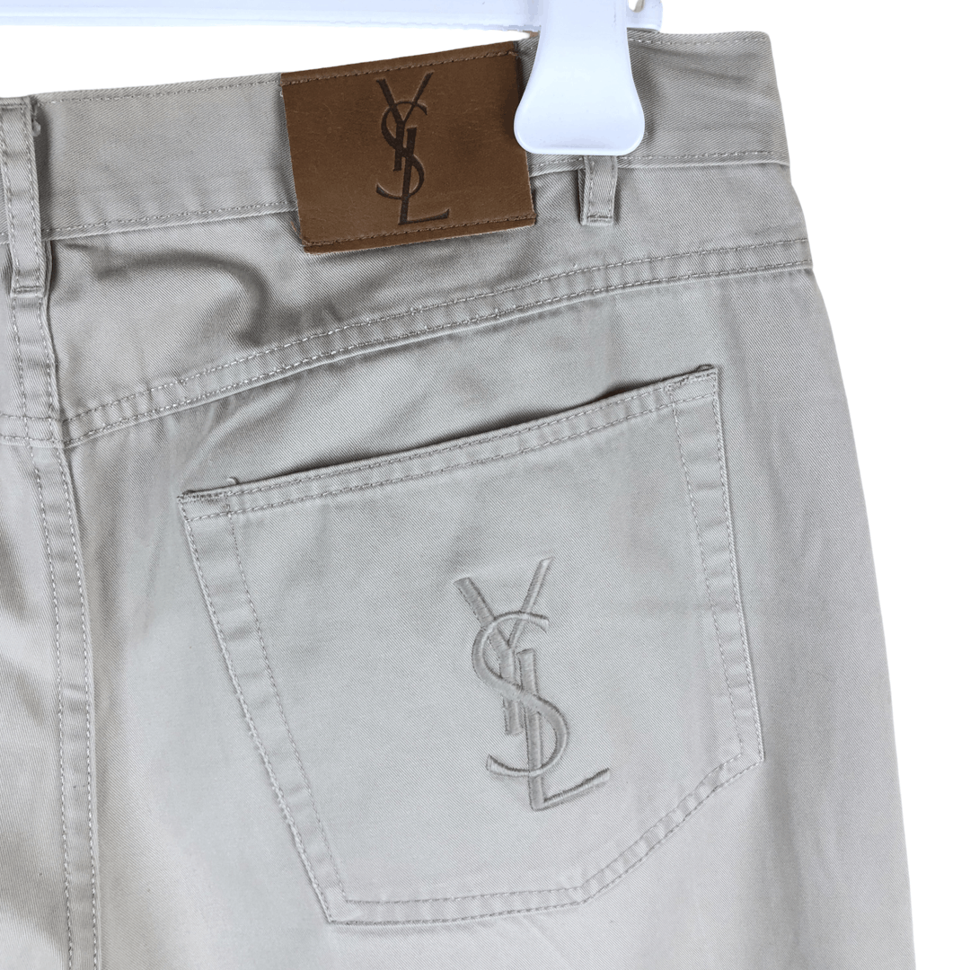 image of Vintage x YVES Saint Laurent YSL Logo Beige Pants in Cream, Men's (Size 36)