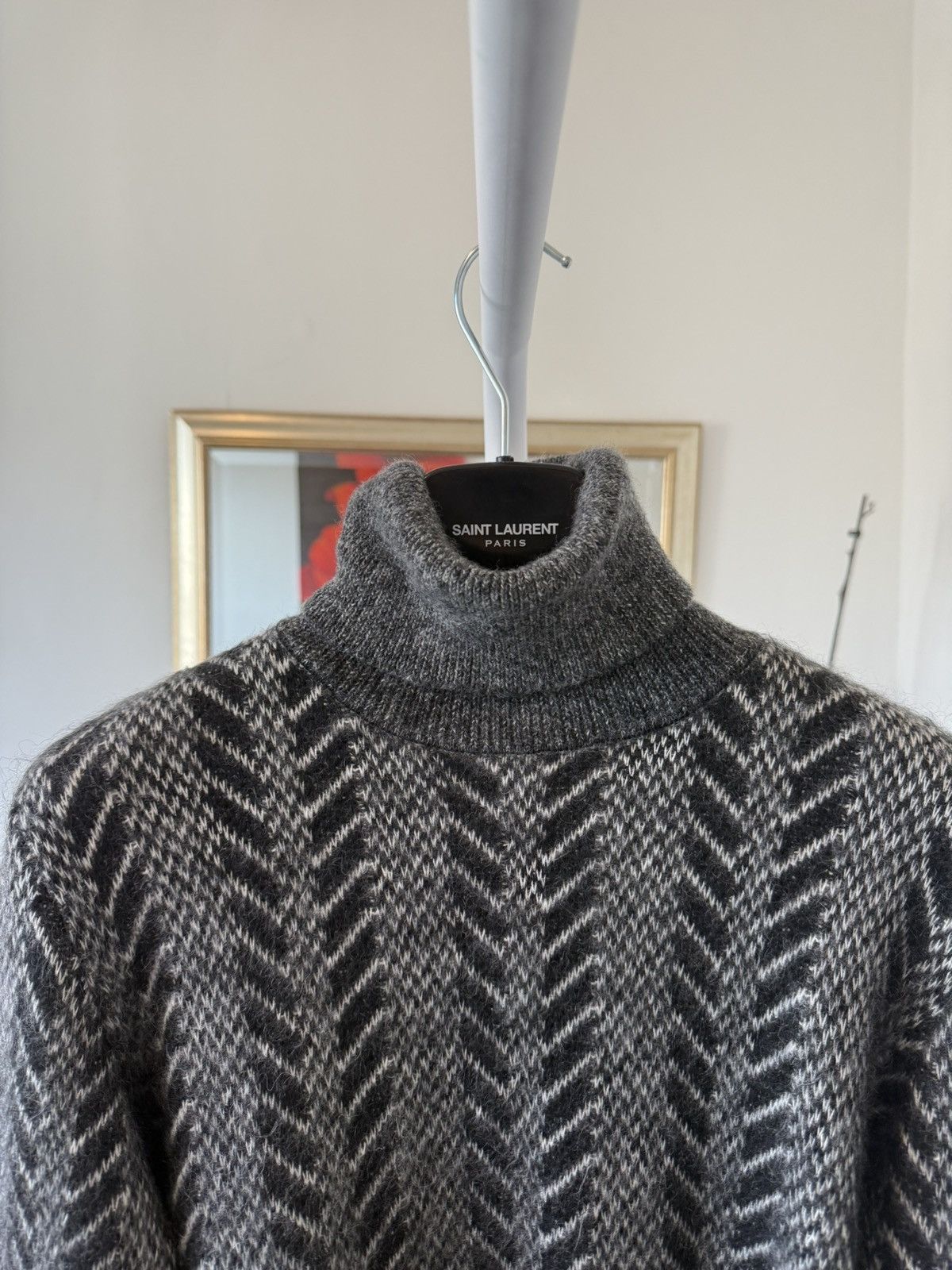 Saint Laurent Paris Saint Laurent Mohair Grey Turtle Neck Sweater Size US XS / EU 42 / 0 - 8 Thumbnail