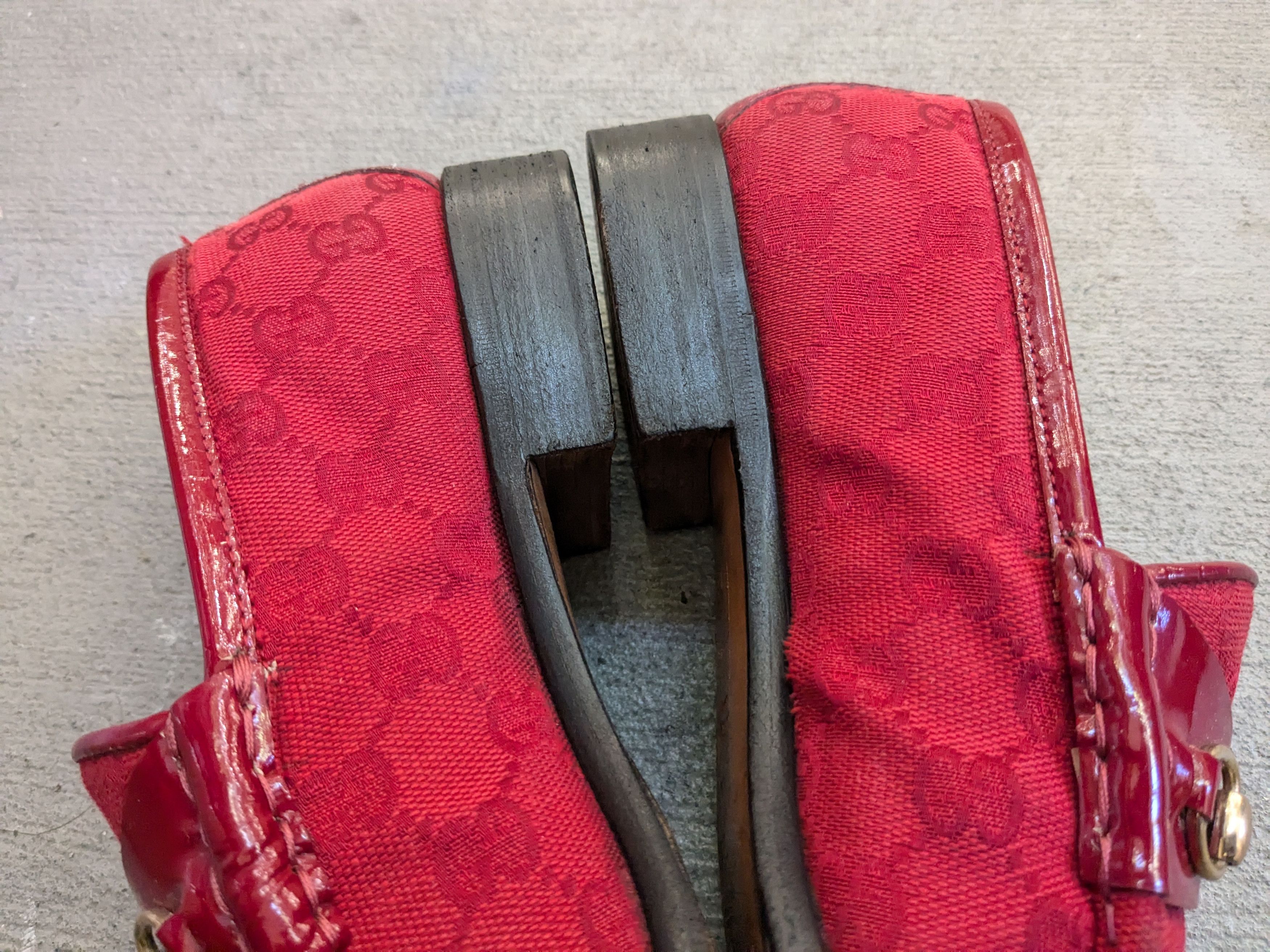 Gucci Gucci Horsebit Loafers Red 10 B Monogram Canvas Jacquard Size US 10 / IT 40 - 12 Thumbnail