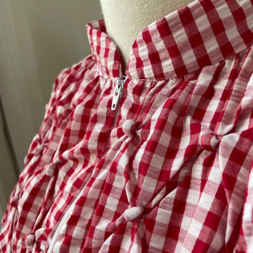 Vintage Vintage 70s Styled by Saybury Red Gingham House Coat Nightgo Size ONE SIZE - 3 Thumbnail