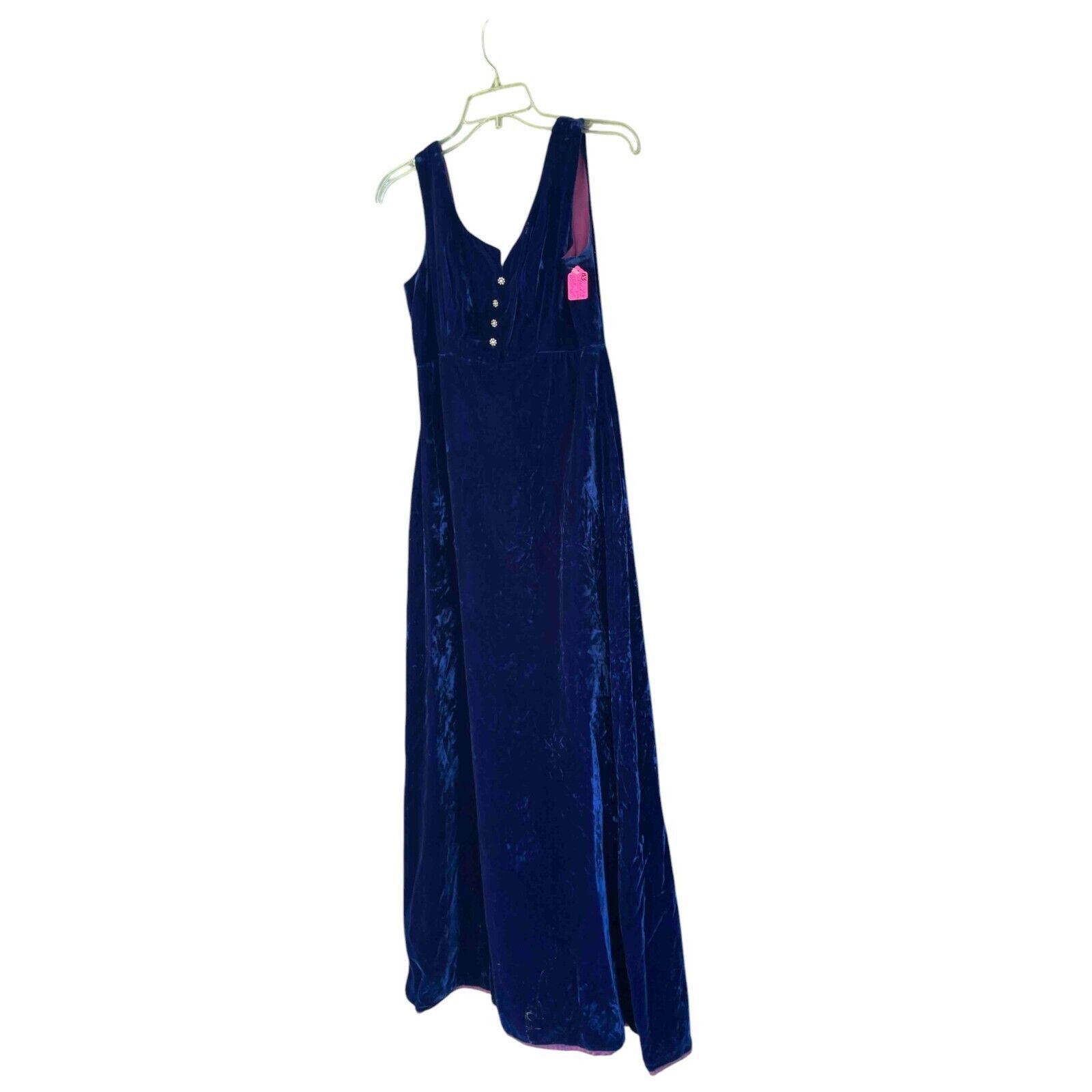Other 1970's Vintage ILGWU Crushed Velvet Sleeveless Blue Dress Size XS / US 0-2 / IT 36-38 - 9 Thumbnail
