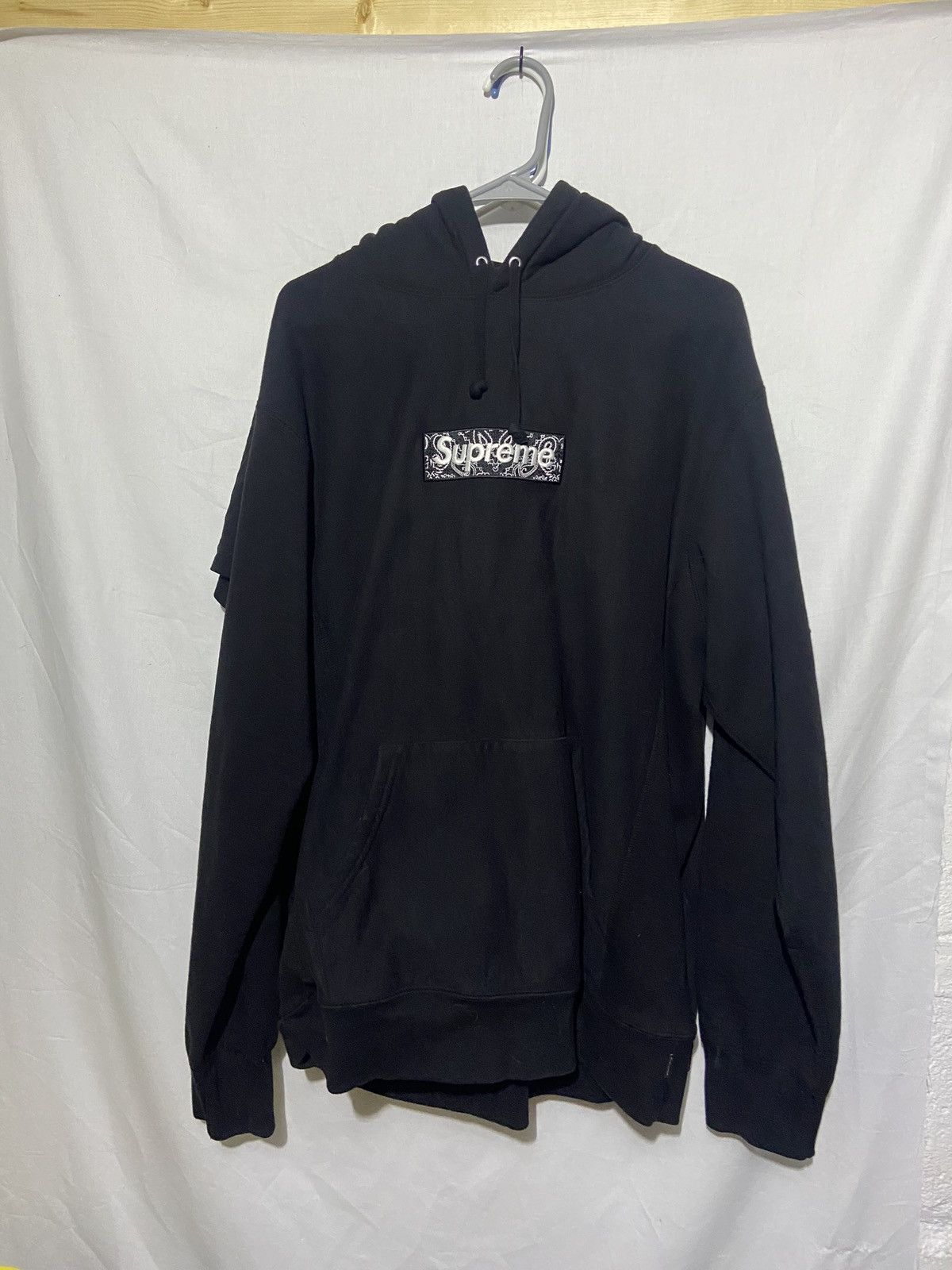 image of Supreme Black Bandana Bogo Hoodie, Men's (Size XL)