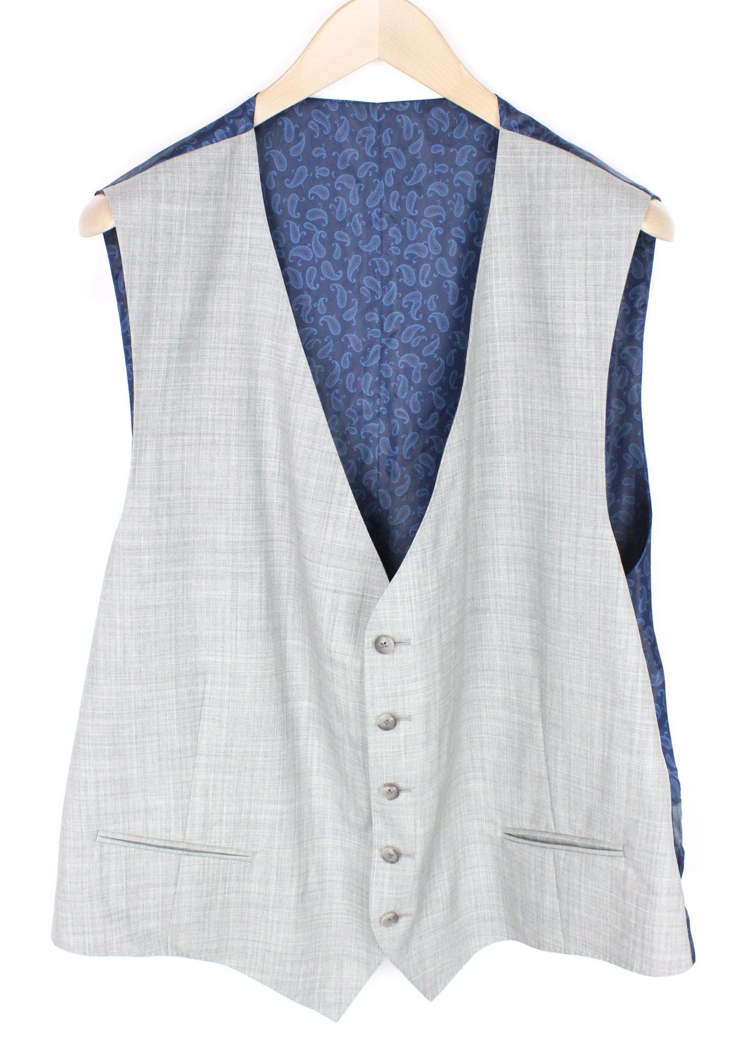 Suitsupply FERRARA UK56R Light Grey Slim Wool V-Neck Waistcoat 73473 Size 54R - 1 Thumbnail