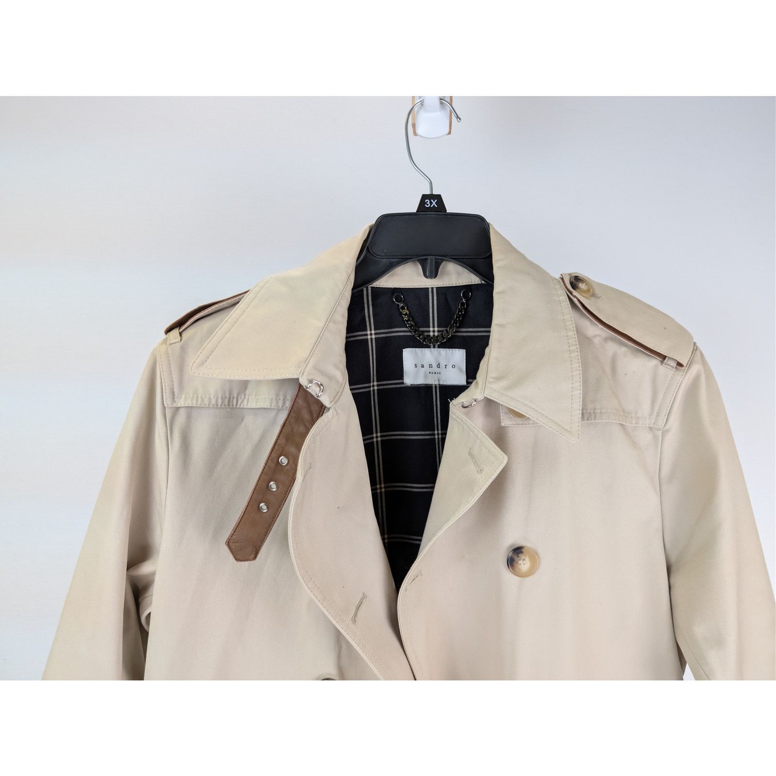 Sandro o1rshd1 CC20 double-breasted belted trench coat in beige Size US L / EU 52-54 / 3 - 3 Thumbnail